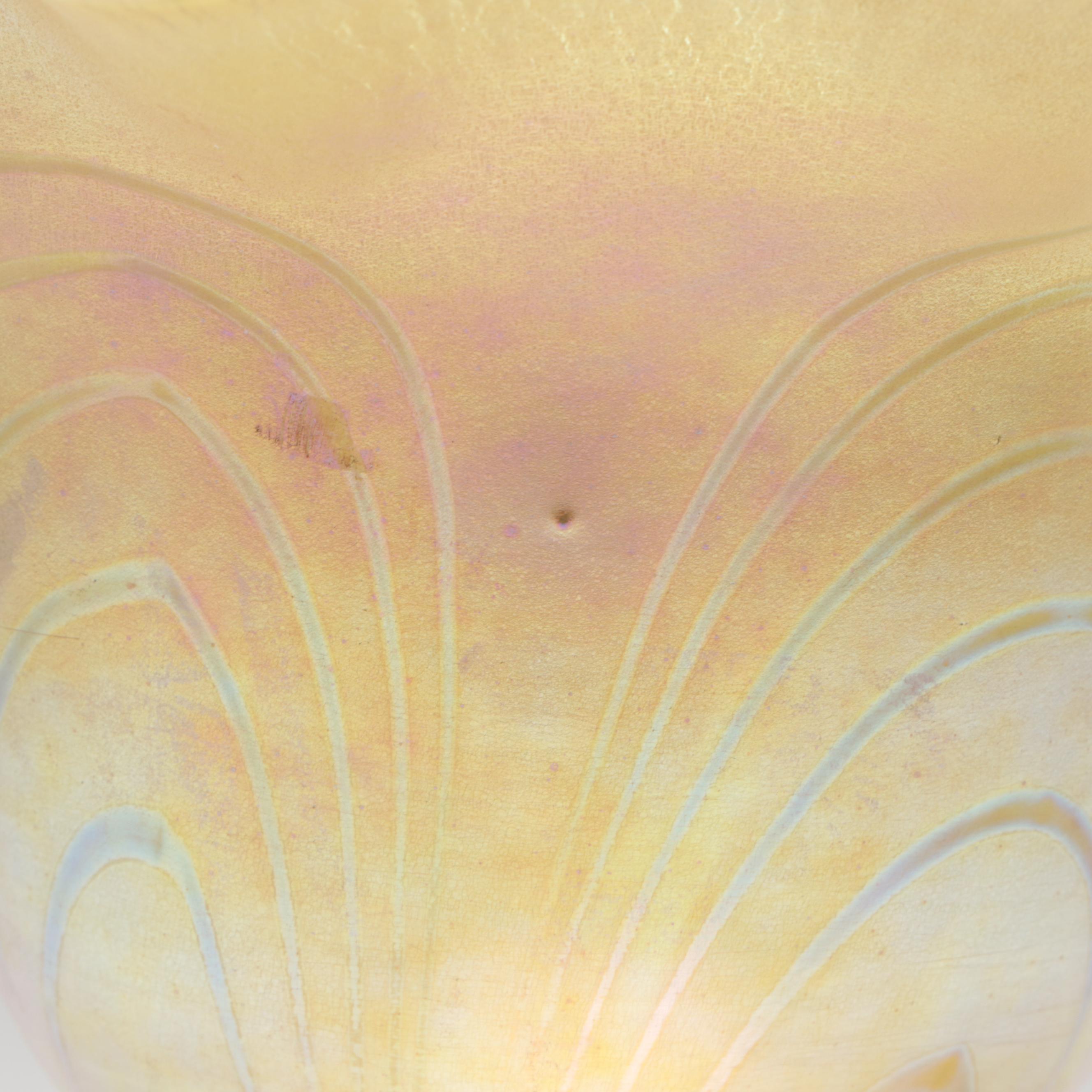 Steuben Feathered Gold Aurene Art Glass Vase, Early 20th Century