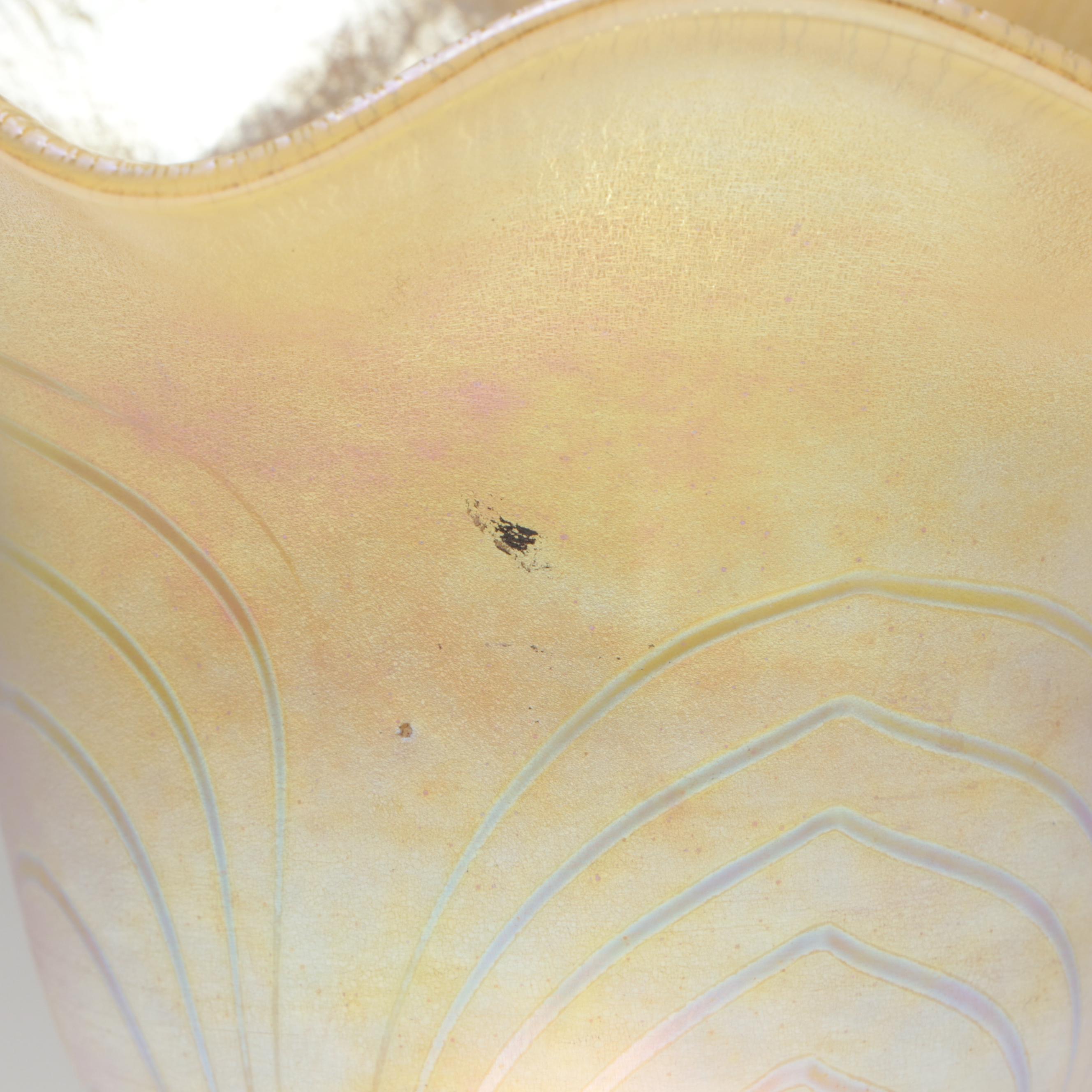 Steuben Feathered Gold Aurene Art Glass Vase, Early 20th Century