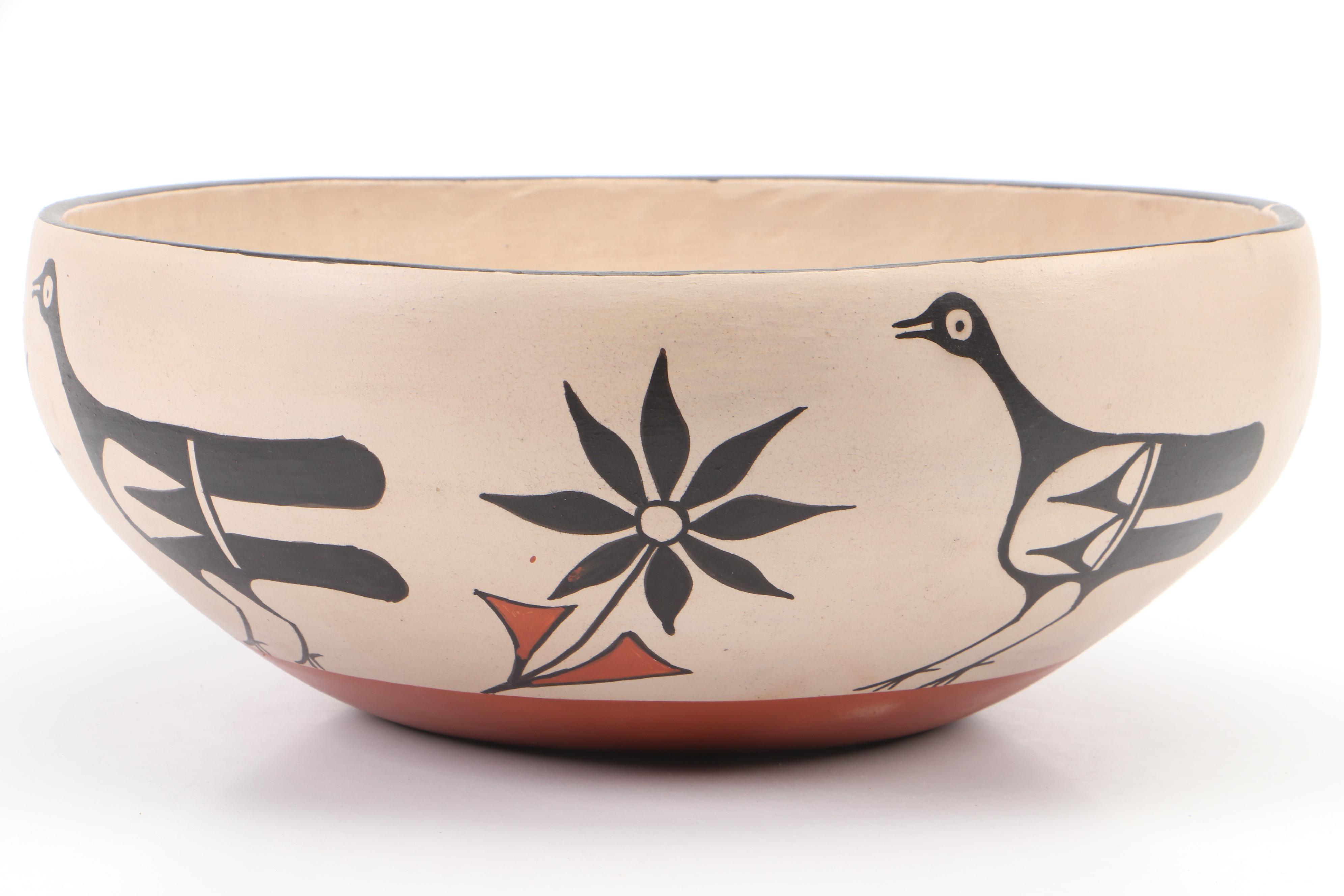 Kewa Pueblo Arthur and Hilda Coriz Ceramic Dough Bowl