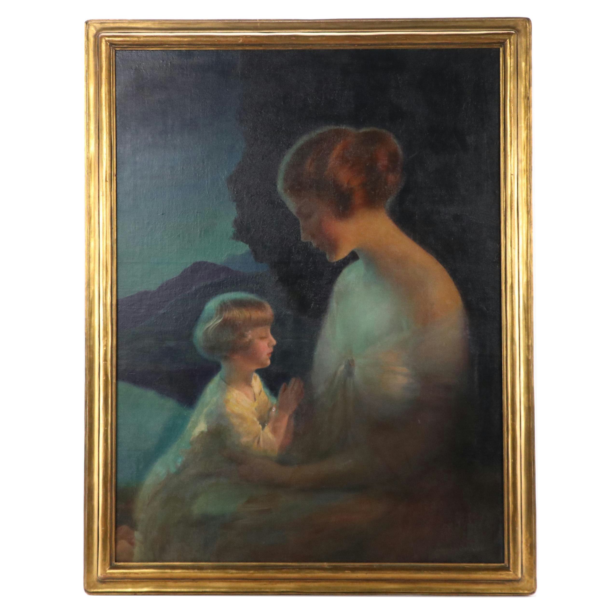 Portrait Oil Painting of Mother and Child