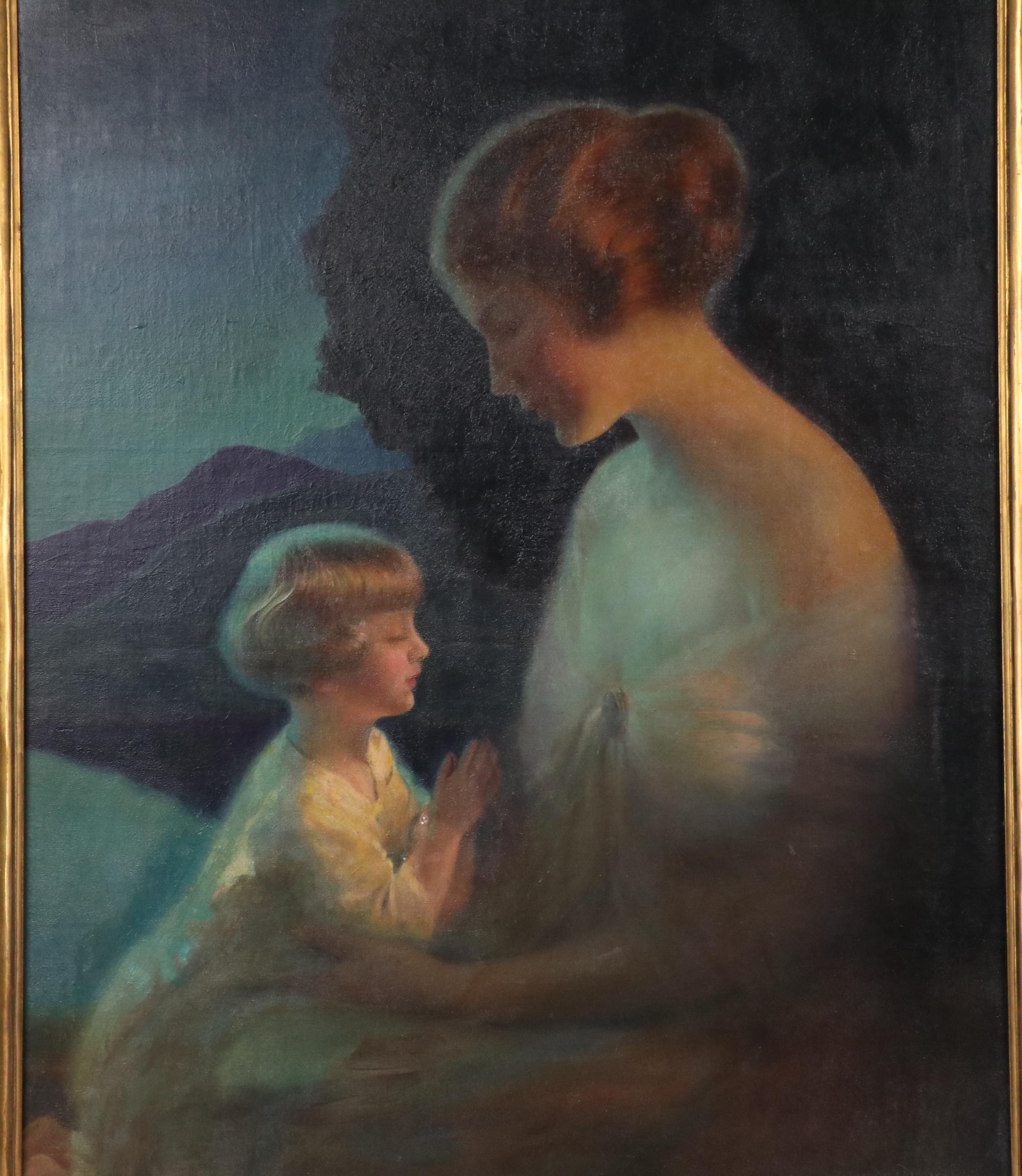 Portrait Oil Painting of Mother and Child