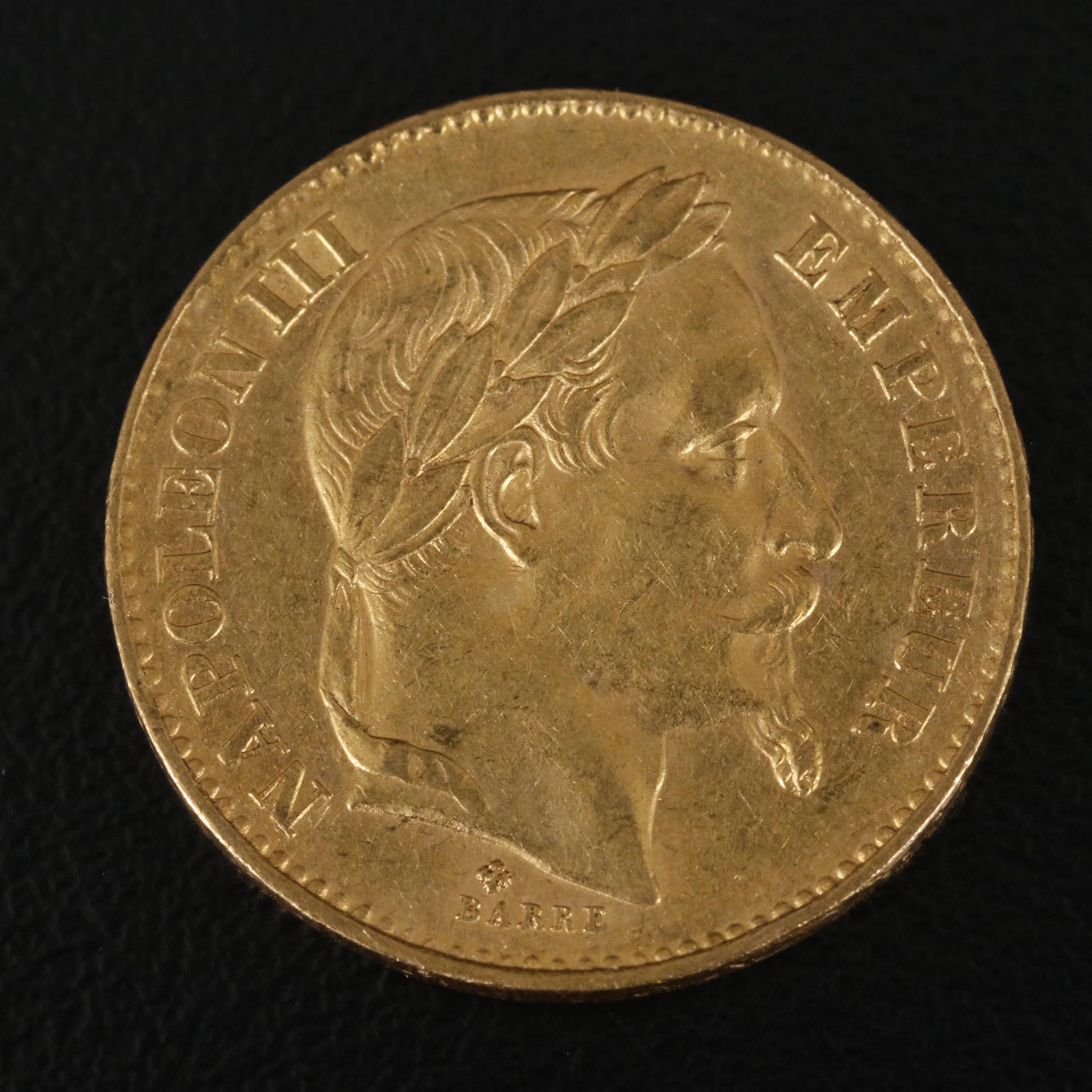 1868-BB France Twenty Francs Gold Coin