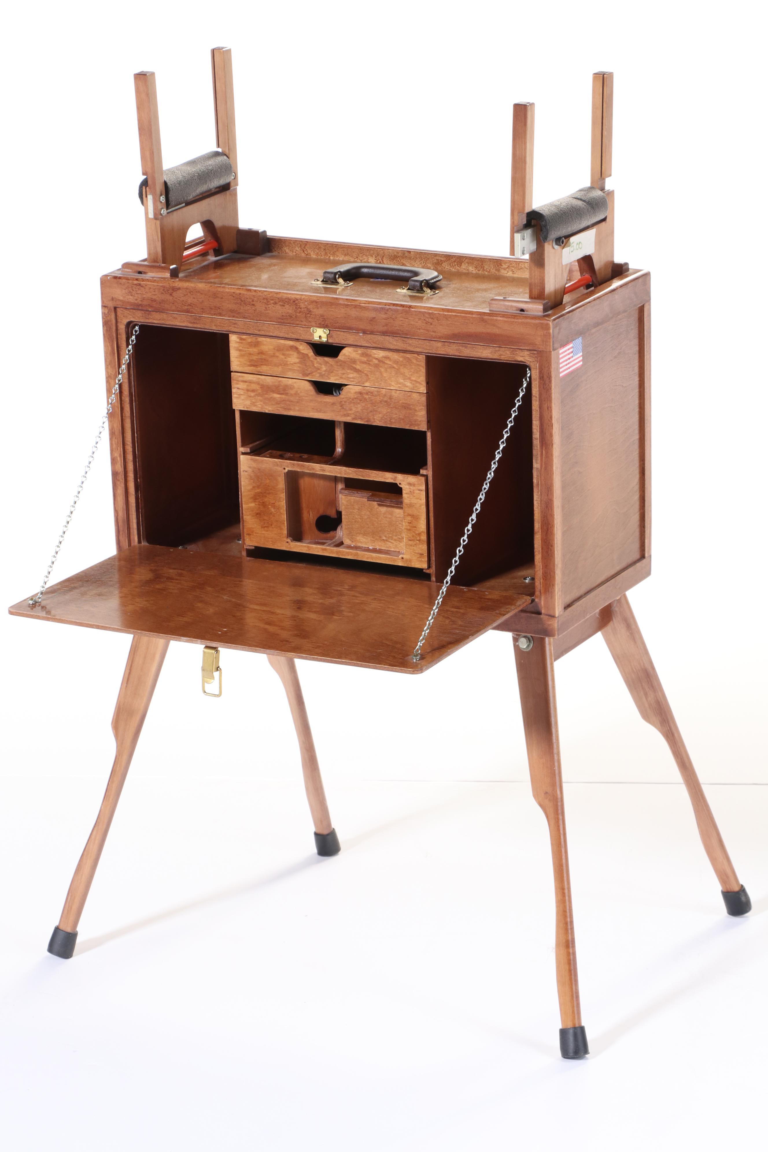 Waco Golden Age Biplane With Vintage Wooden RC Control Portable Cabinet