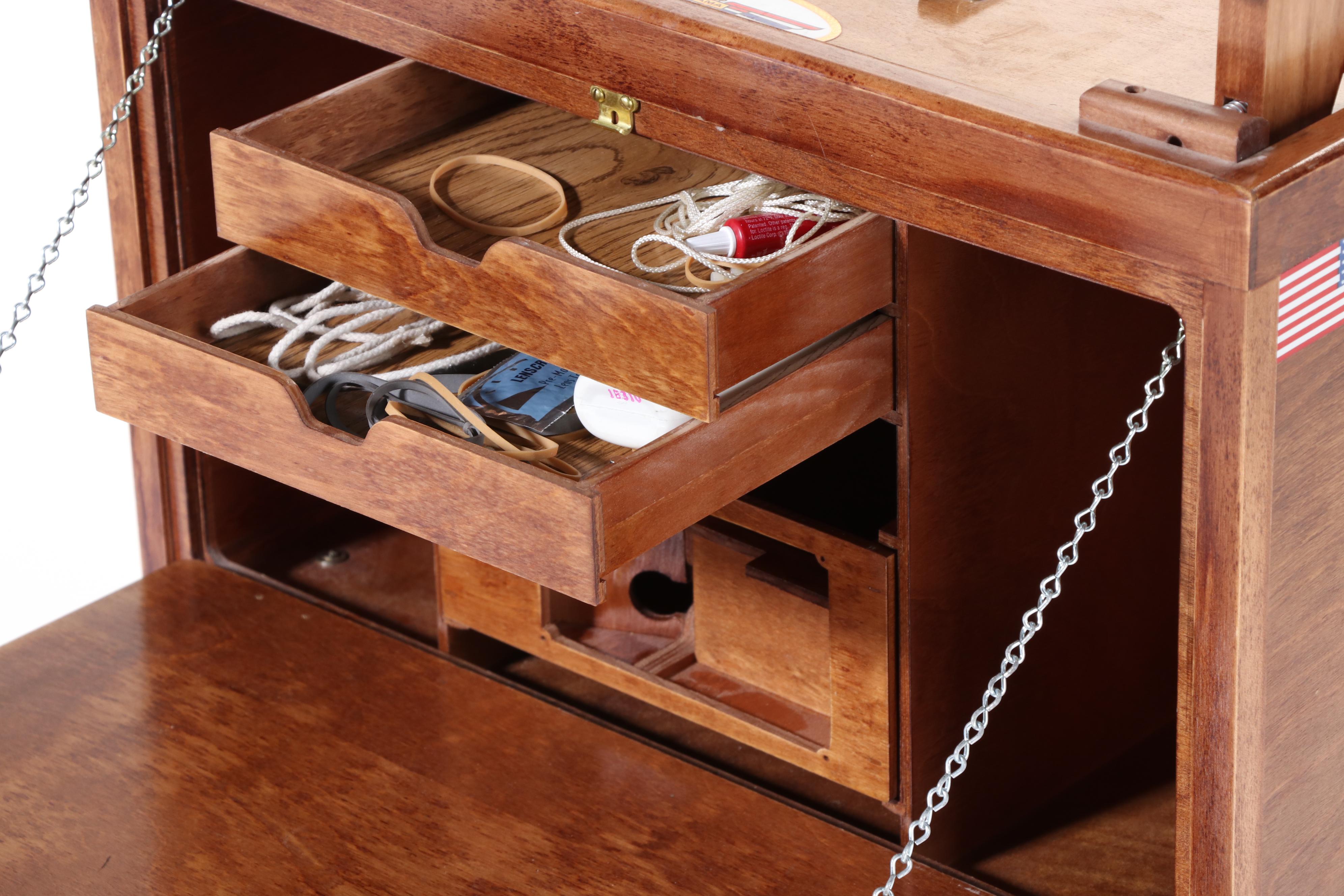 Waco Golden Age Biplane With Vintage Wooden RC Control Portable Cabinet