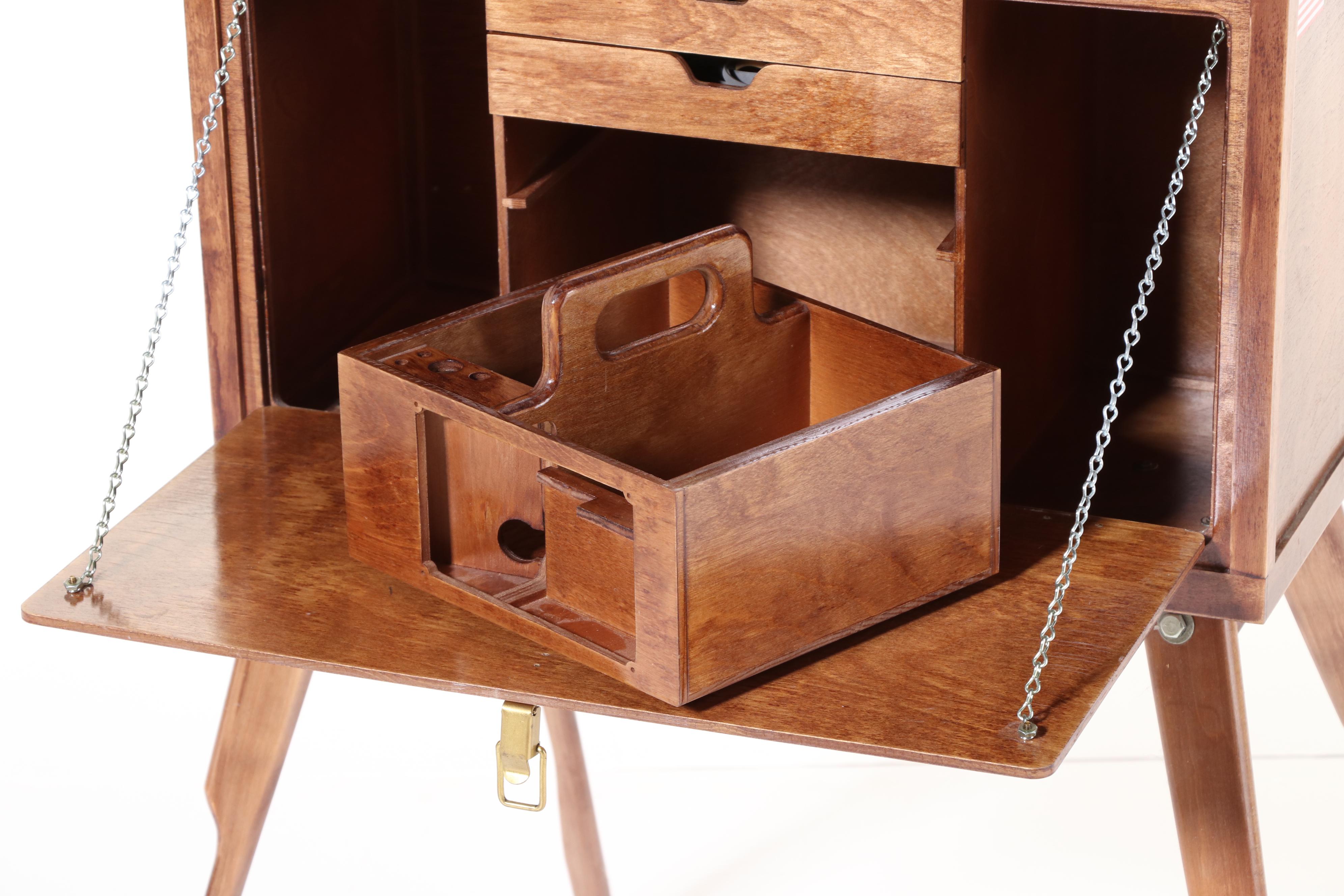 Waco Golden Age Biplane With Vintage Wooden RC Control Portable Cabinet