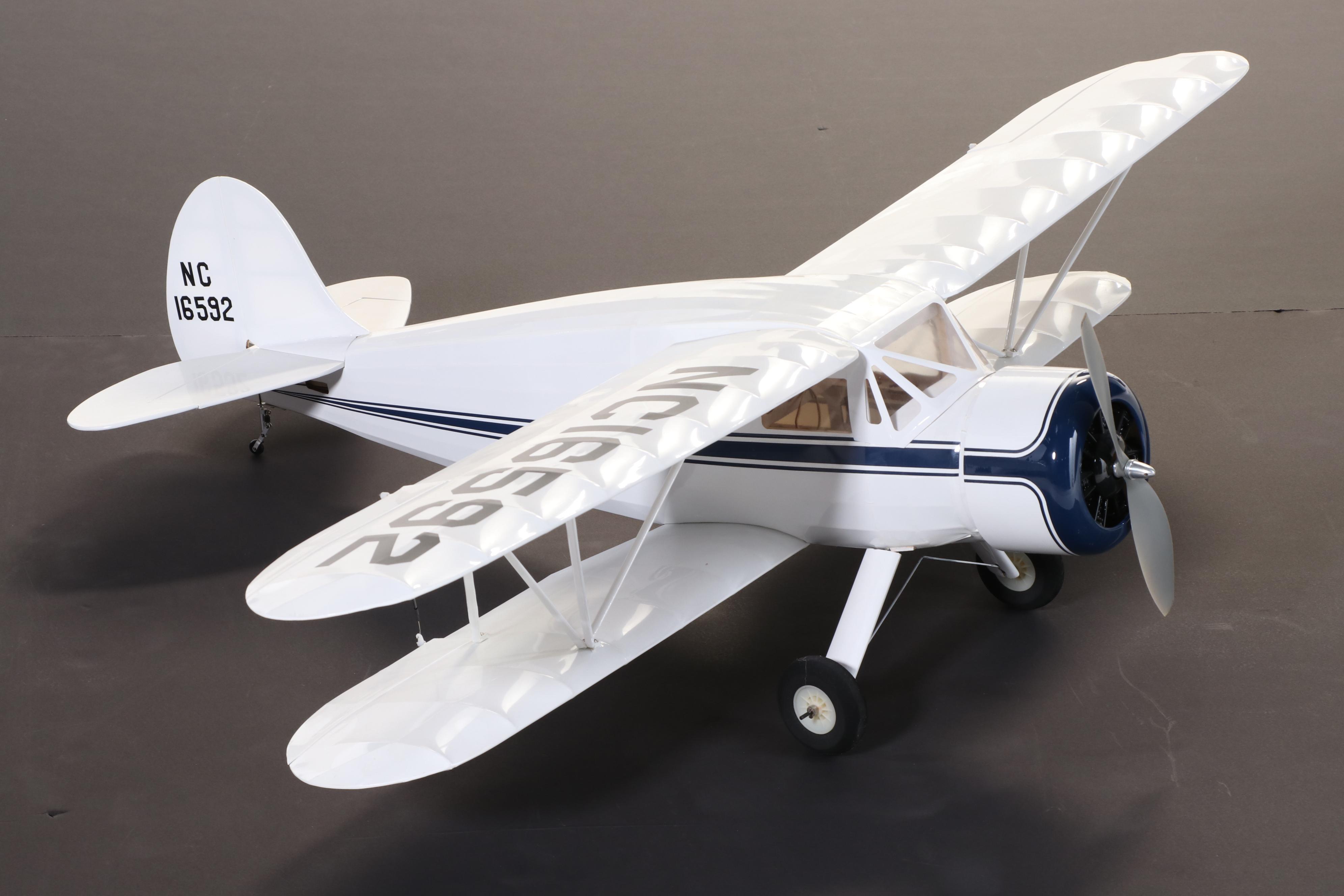 Waco Golden Age Biplane With Vintage Wooden RC Control Portable Cabinet