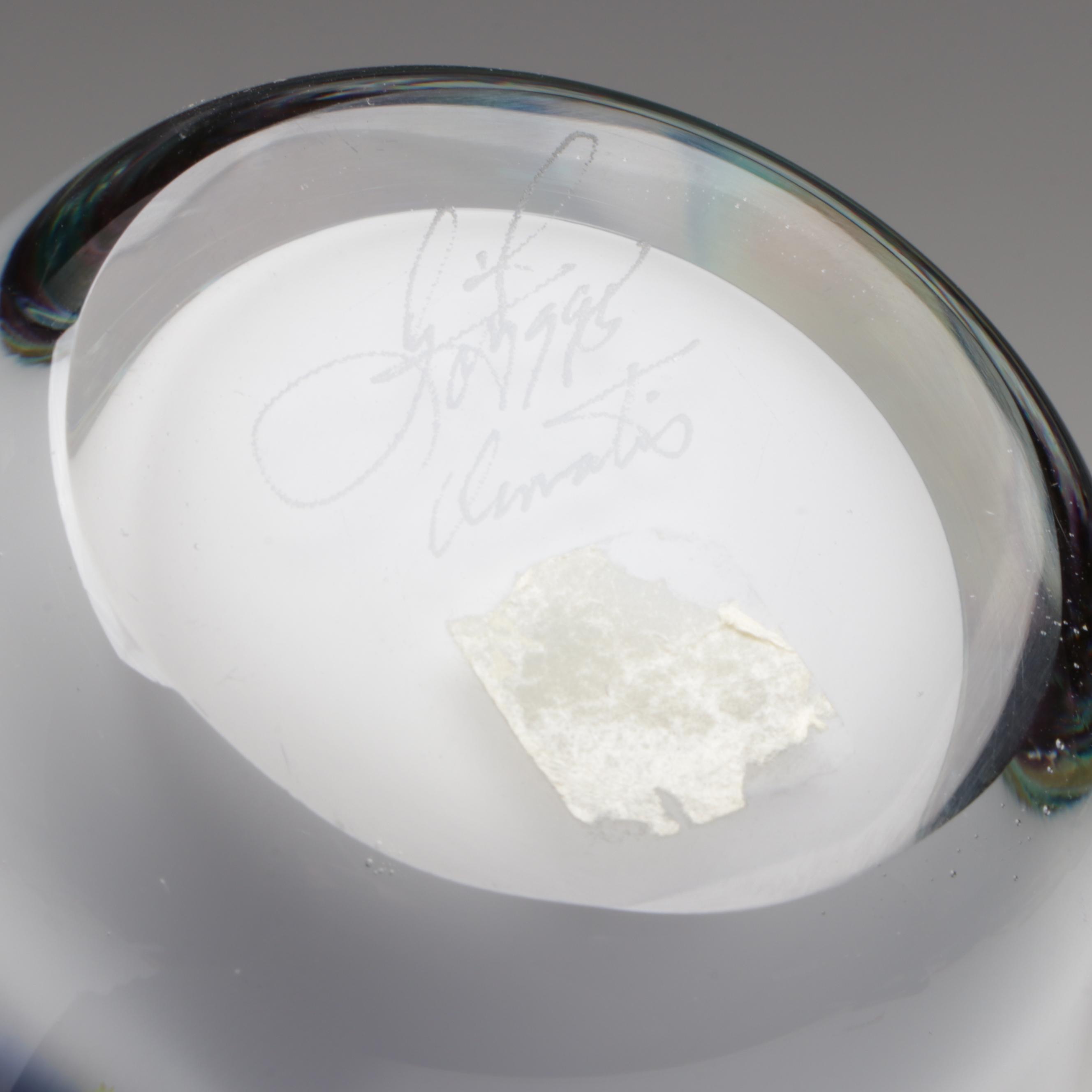 David Lotton "Clematis" Handblown Floral Studio Art Glass Vase, 1995