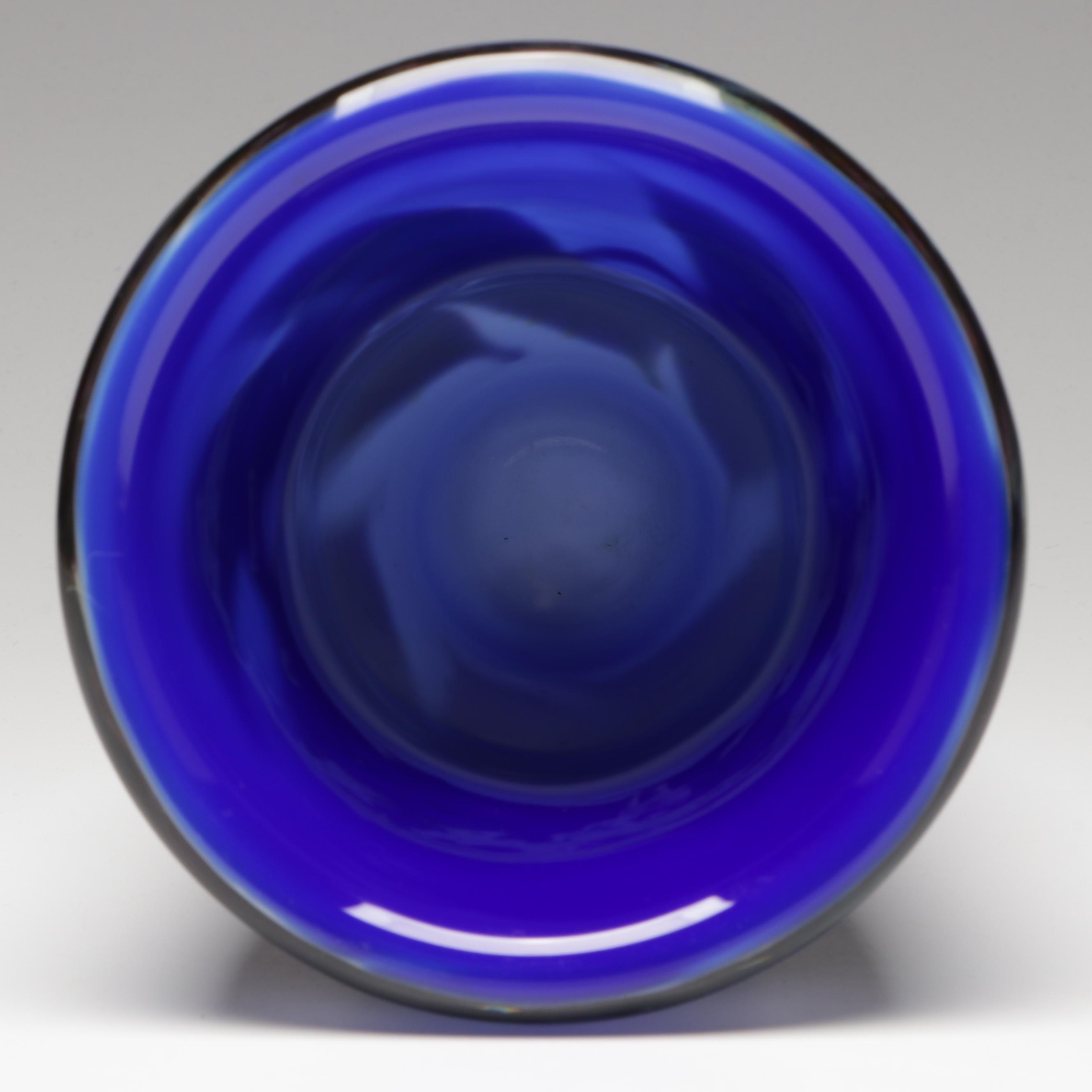 David Lotton "Clematis" Handblown Floral Studio Art Glass Vase, 1995