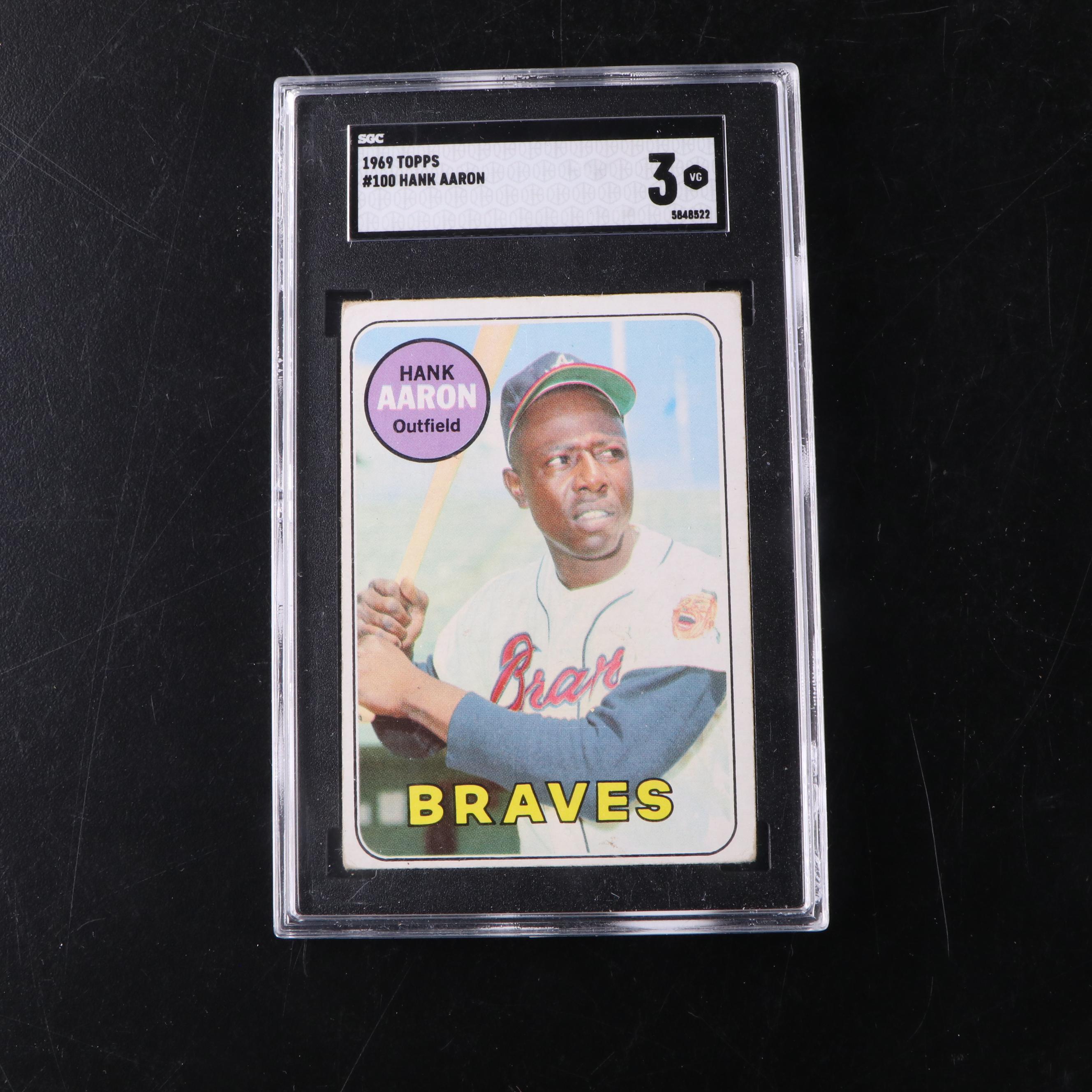 1969 Topps Hank Aaron Baseball Card Graded SGC 3 with 1965 Topps Baseball Card