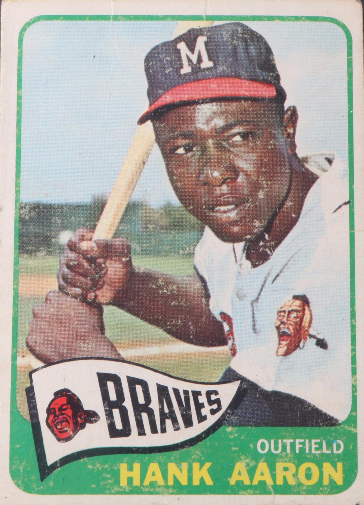 1969 Topps Hank Aaron Baseball Card Graded SGC 3 with 1965 Topps Baseball Card