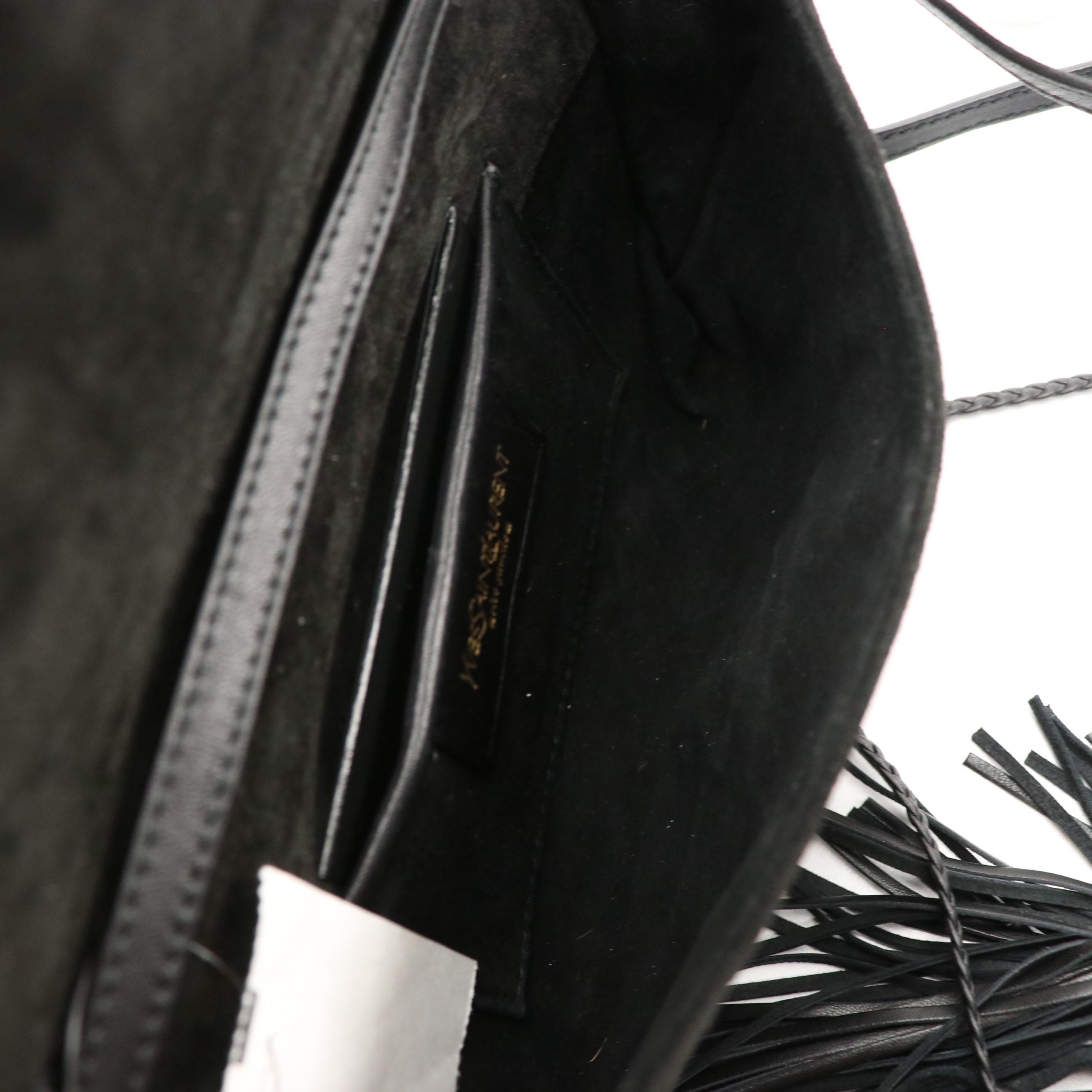 Yves Saint Laurent Leopard Print and Black Suede Braided Tassel Crossbody, NWT