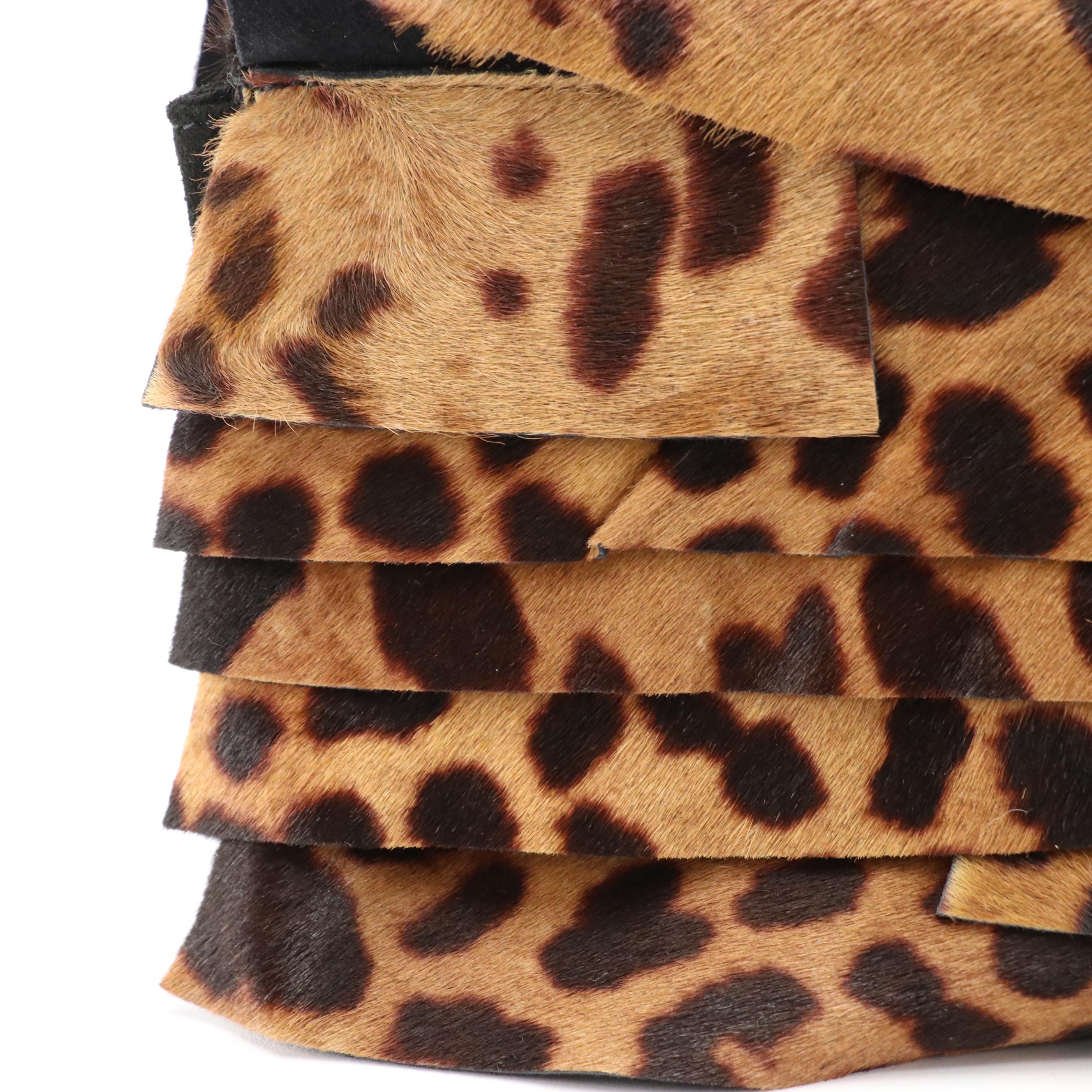 Yves Saint Laurent Leopard Print and Black Suede Braided Tassel Crossbody, NWT