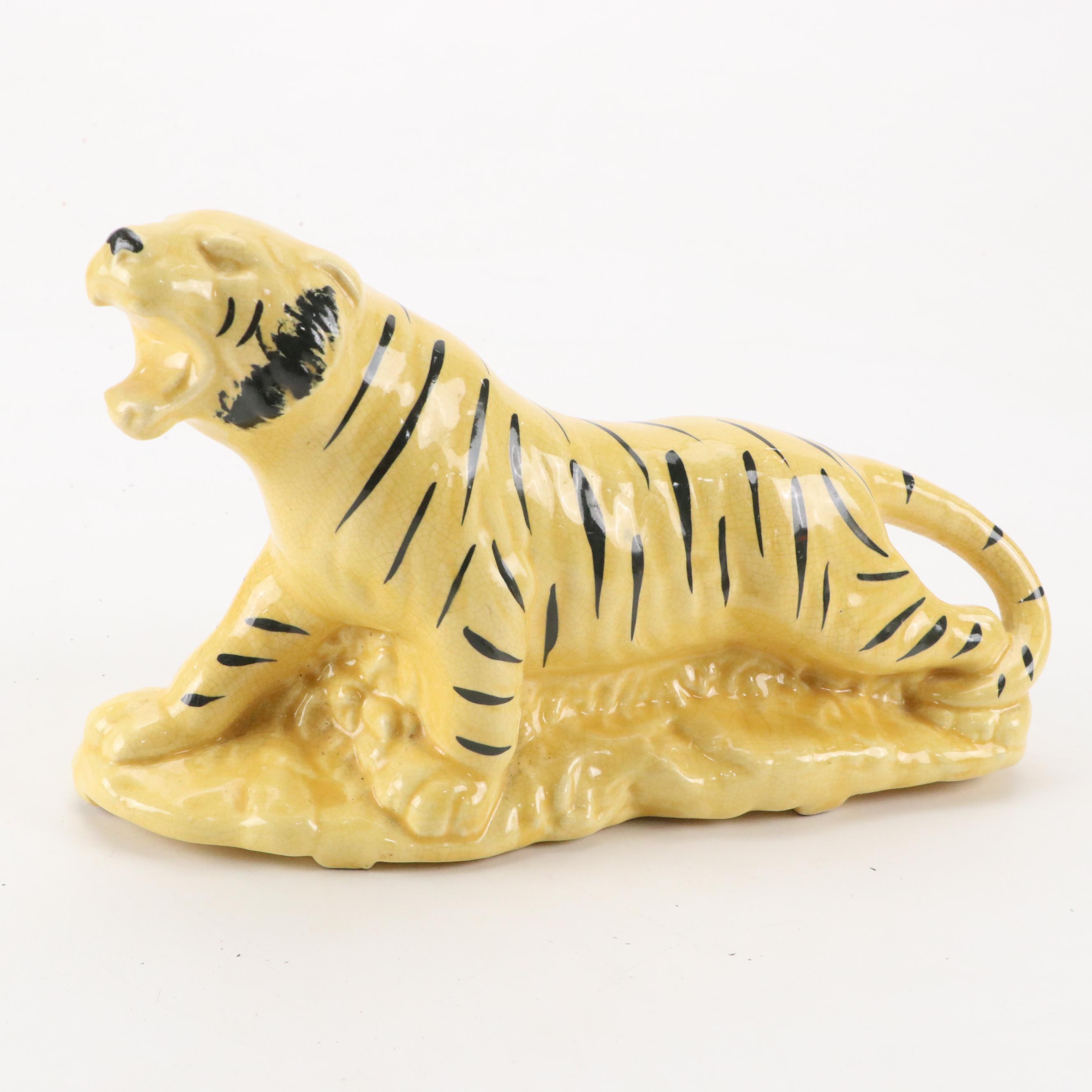 Mid Century Modern Ceramic Tiger Planter