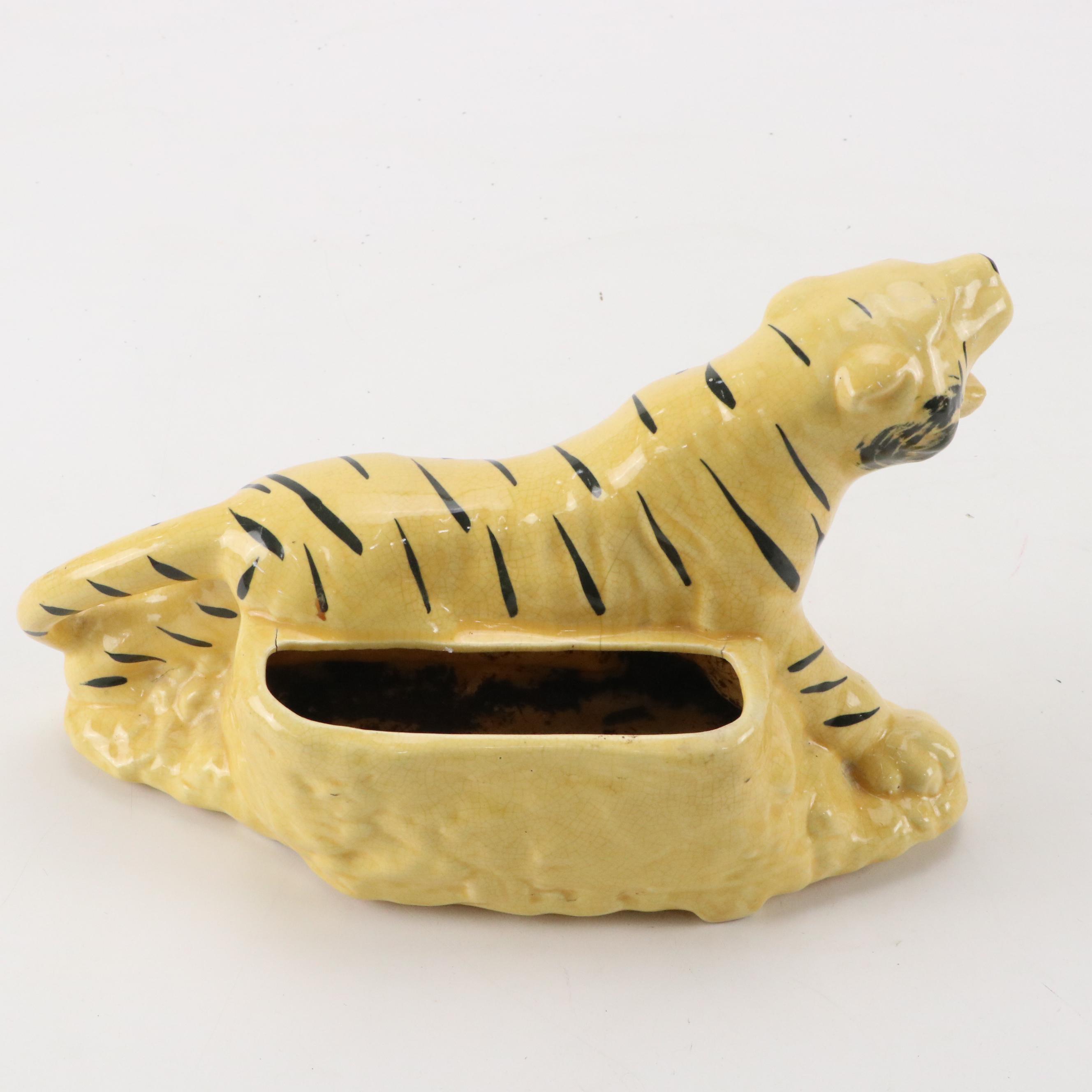 Mid Century Modern Ceramic Tiger Planter