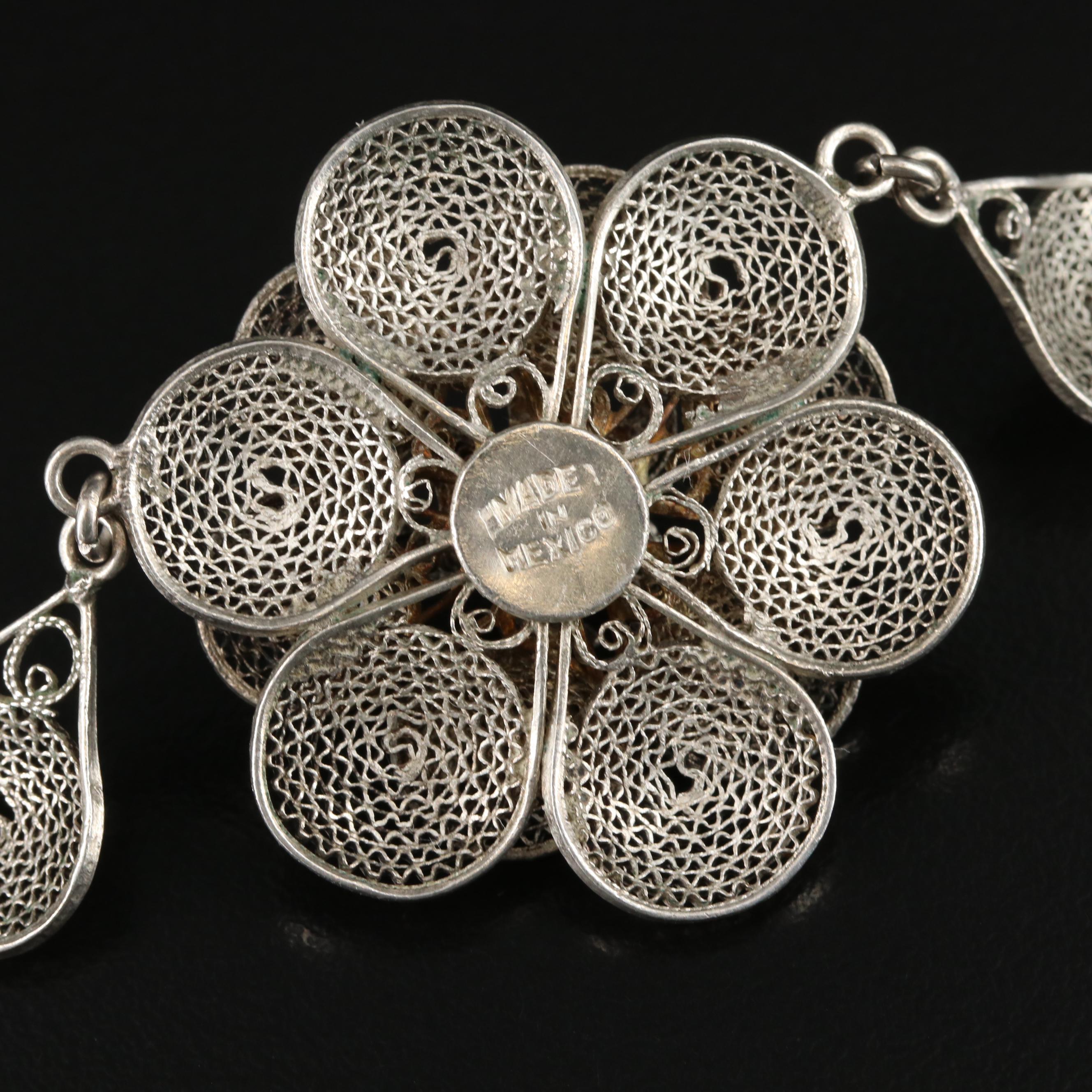 Mexican 950 Silver Filigree Necklace