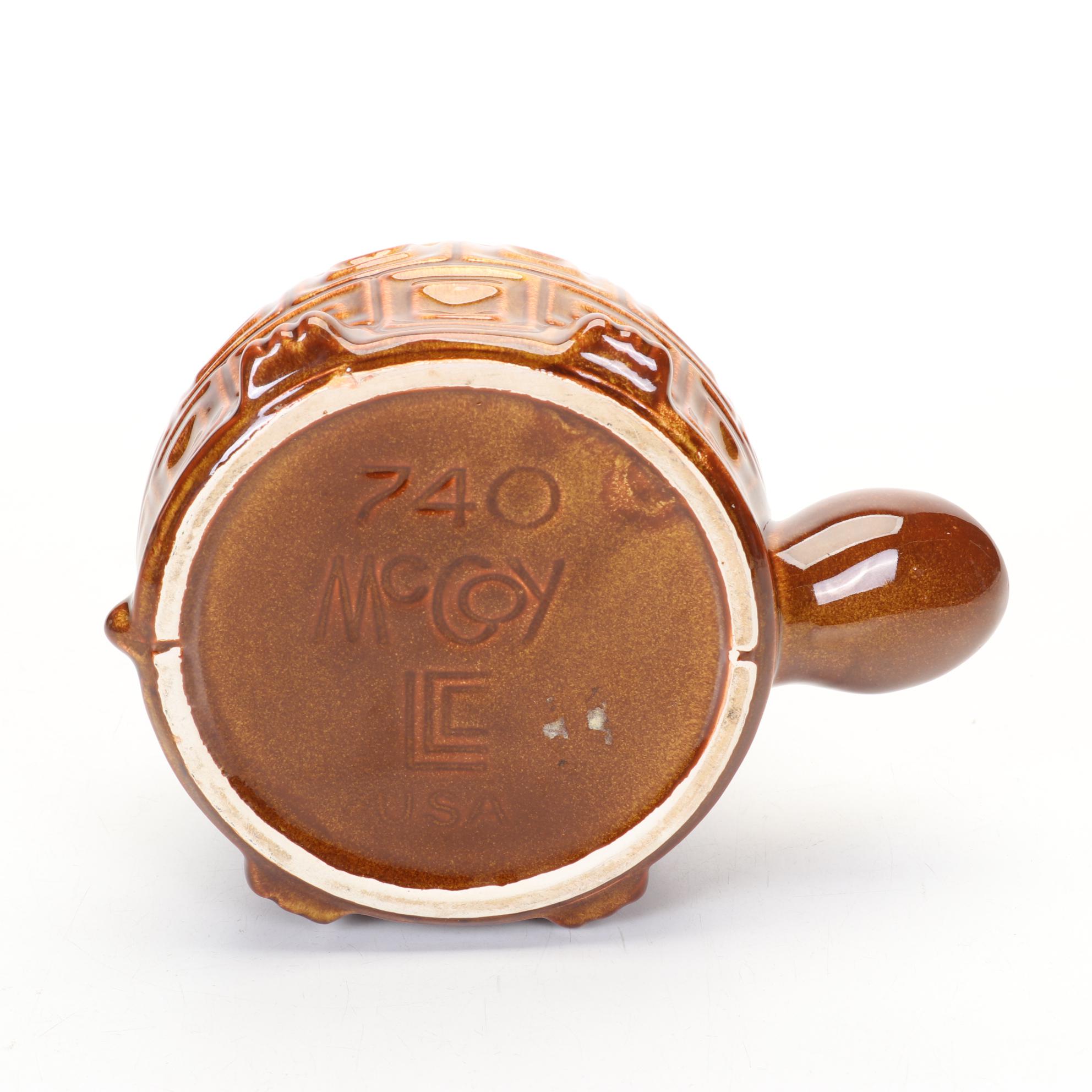 McCoy Ceramic Smiling Turtle Planter With Brown Drip Glaze Finish