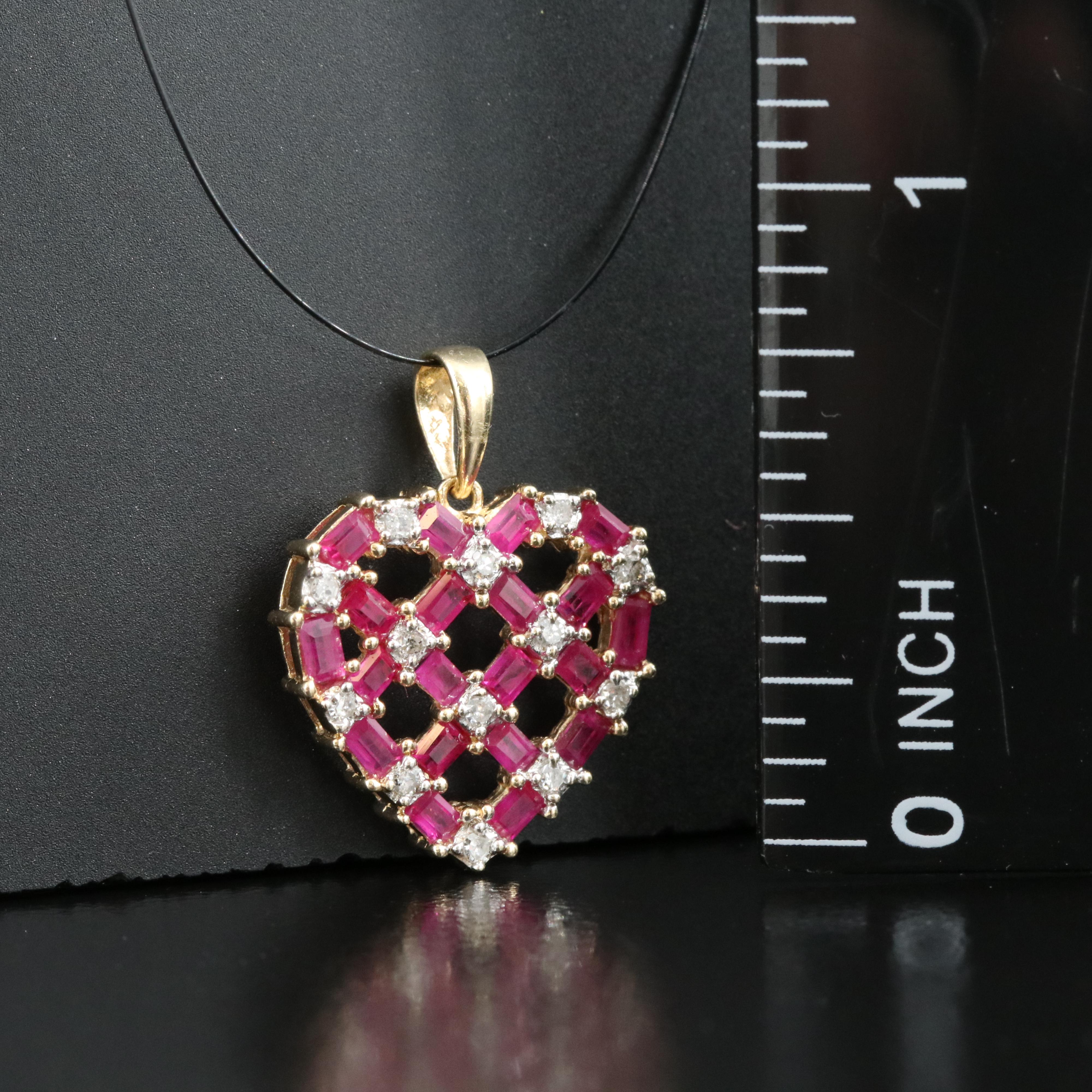 10K Ruby and Diamond Heart Pendant