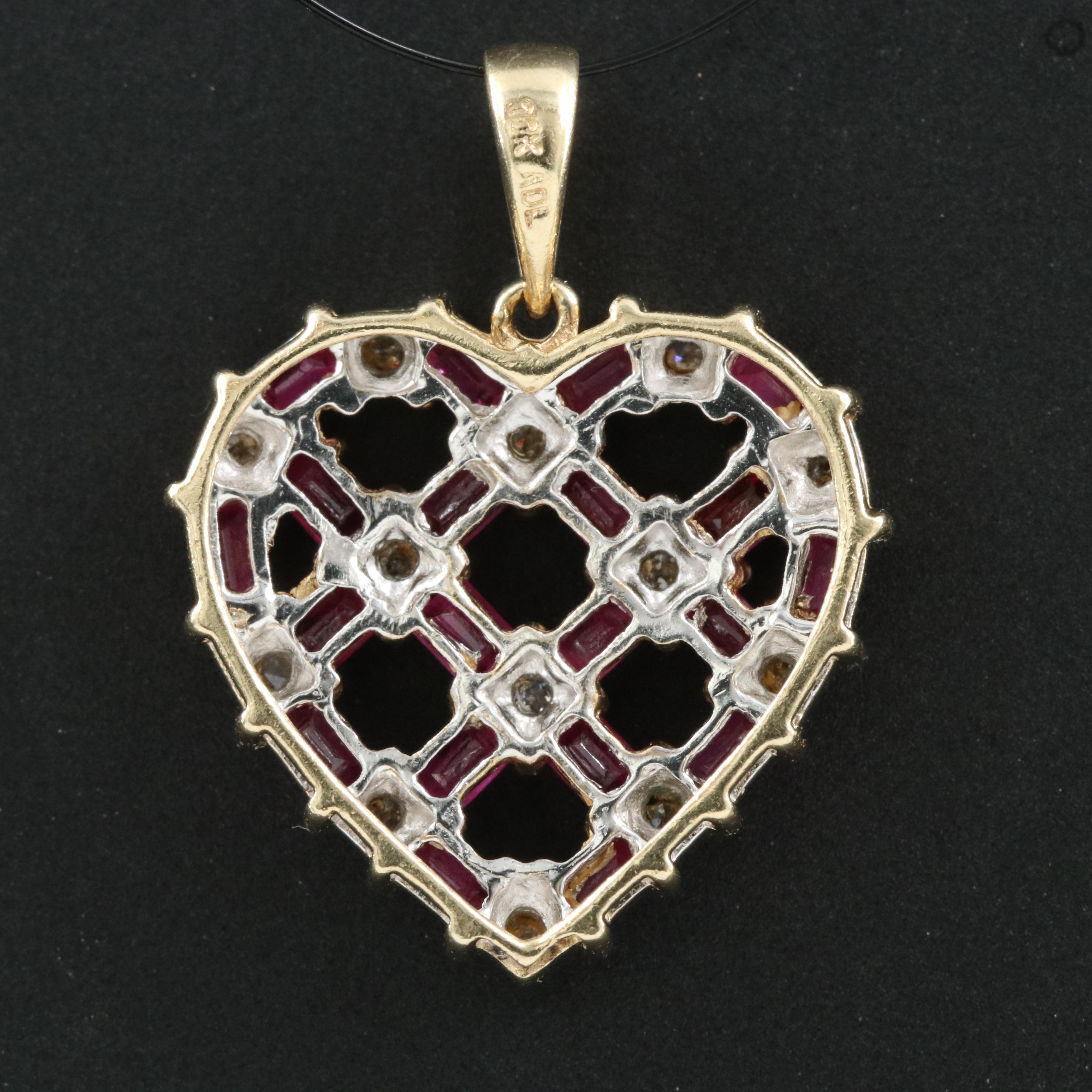 10K Ruby and Diamond Heart Pendant