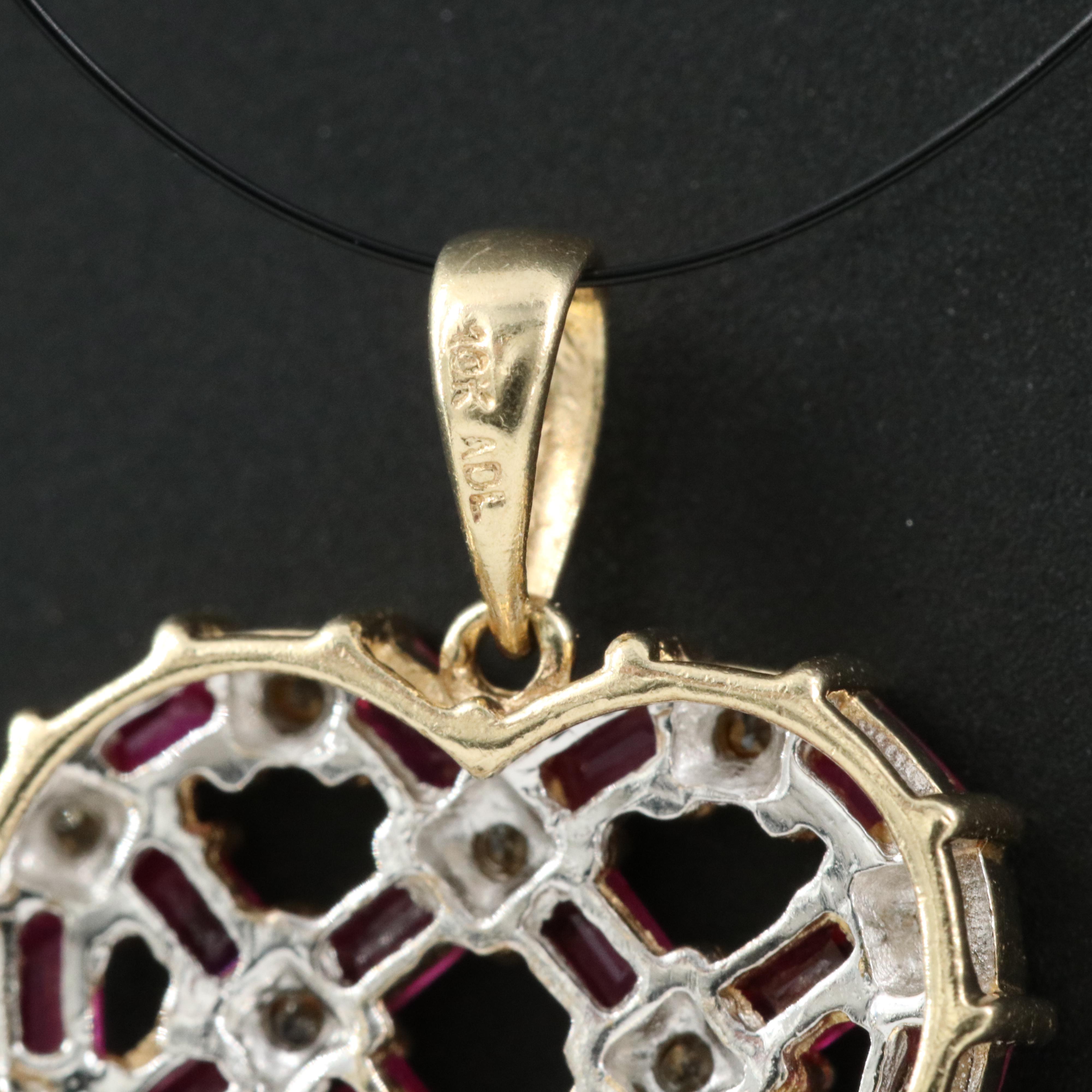 10K Ruby and Diamond Heart Pendant