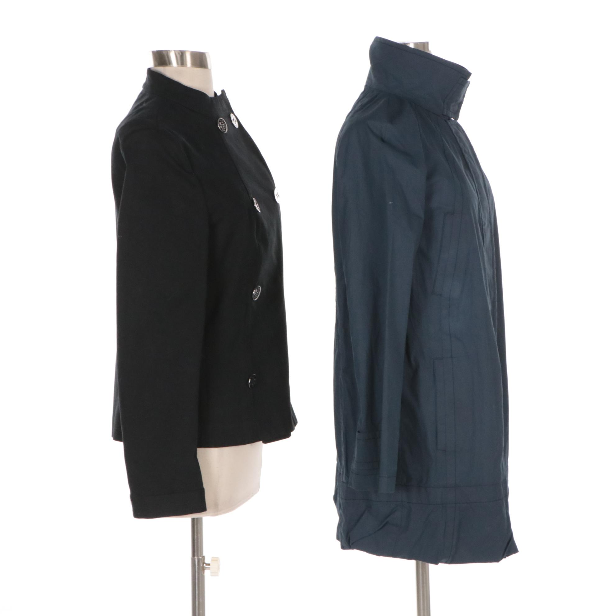 Tory Burch Black Button-Front Coat and Piazza Sempione Navy Zip Jacket