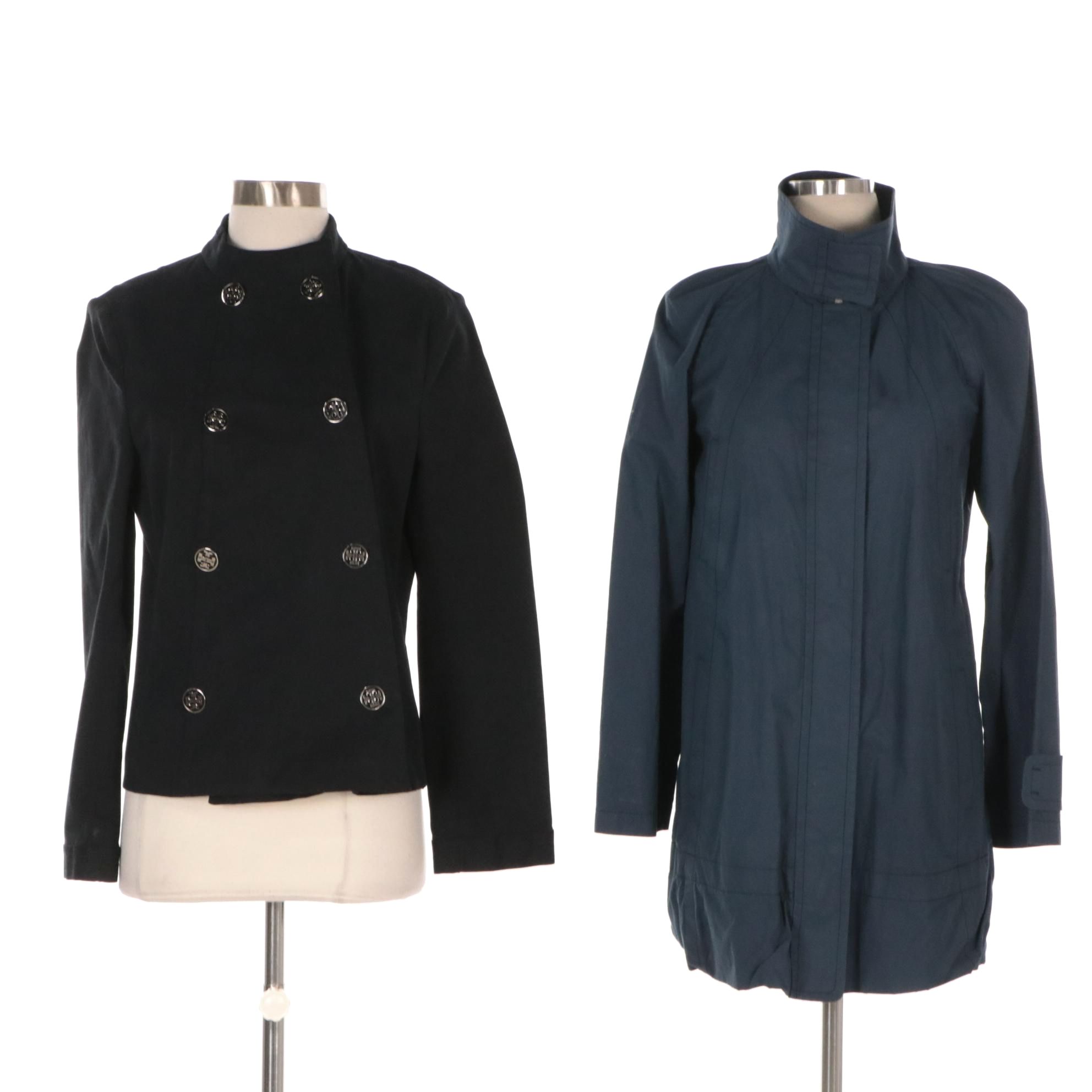Tory Burch Black Button-Front Coat and Piazza Sempione Navy Zip Jacket
