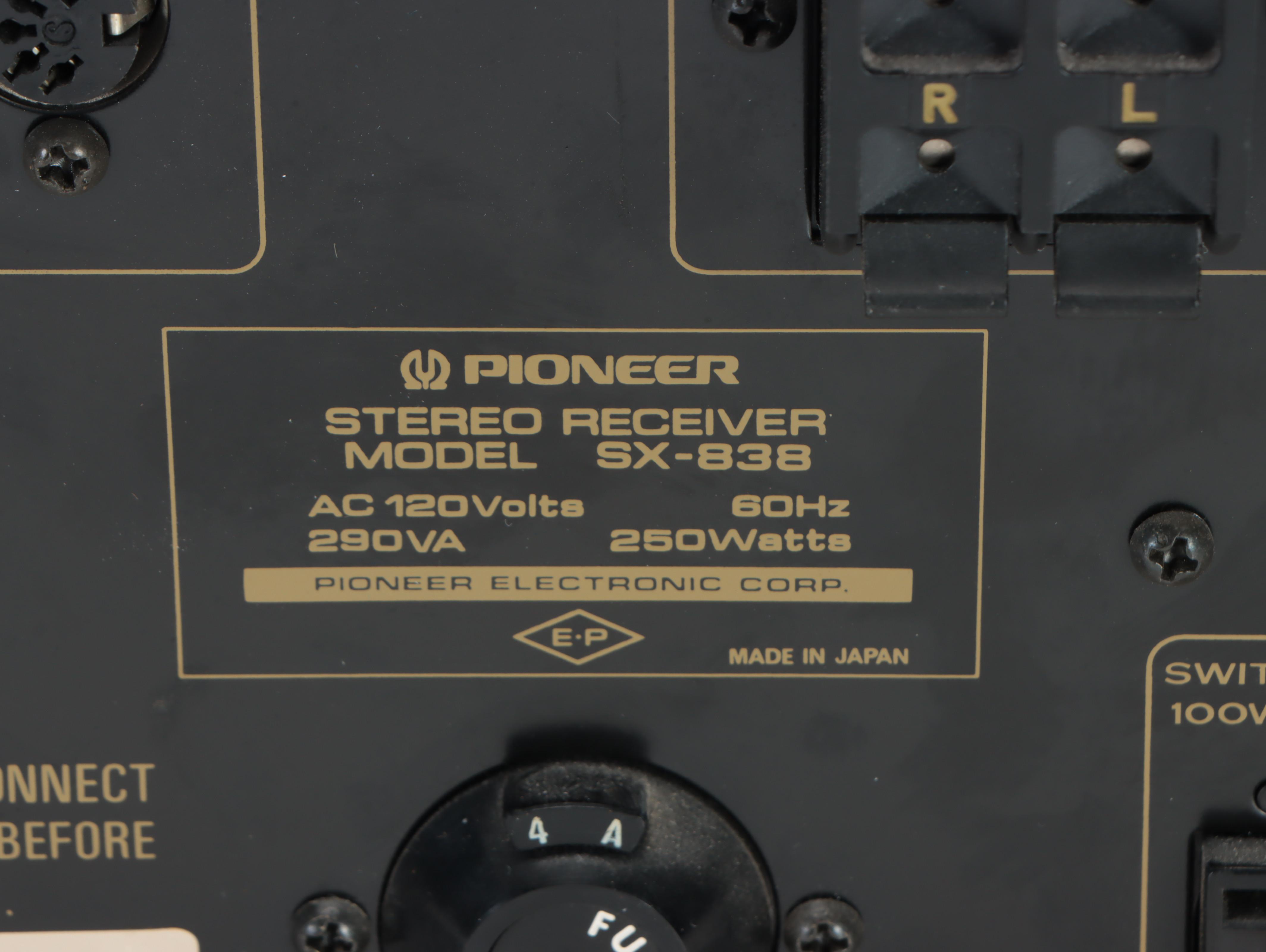 Pioneer Stereo Receiver Model SX-838, 1970s