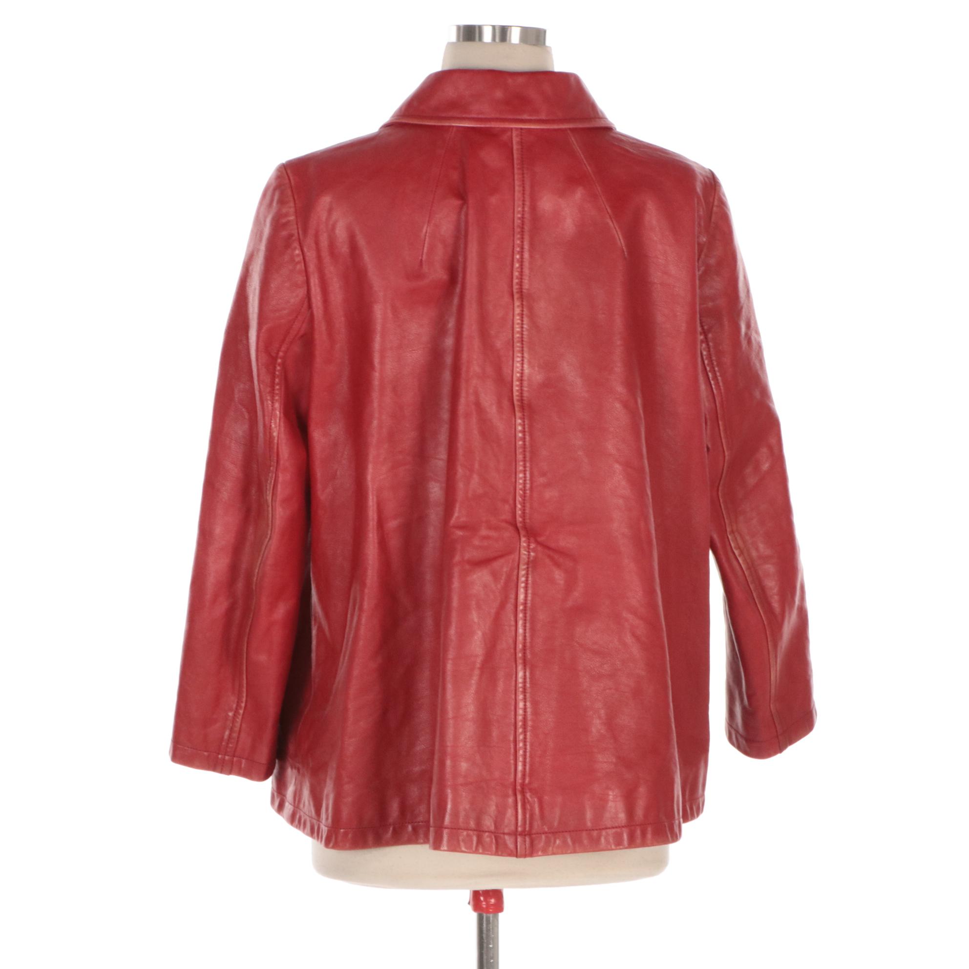 Prada Red Leather Jacket with Mother-of-Pearl Buttons