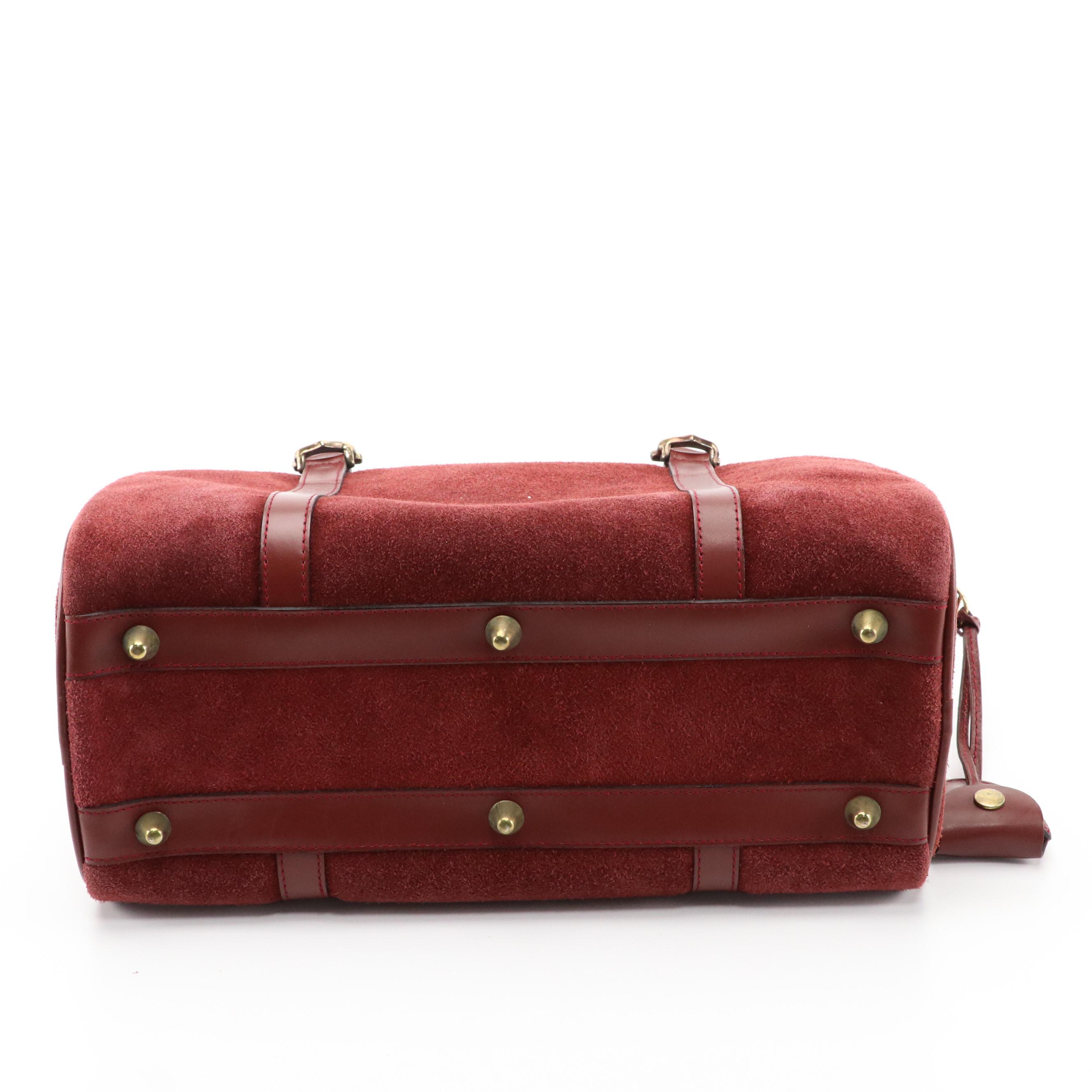 Cartier Must de Cartier Burgundy Suede and Leather Handbag with Box