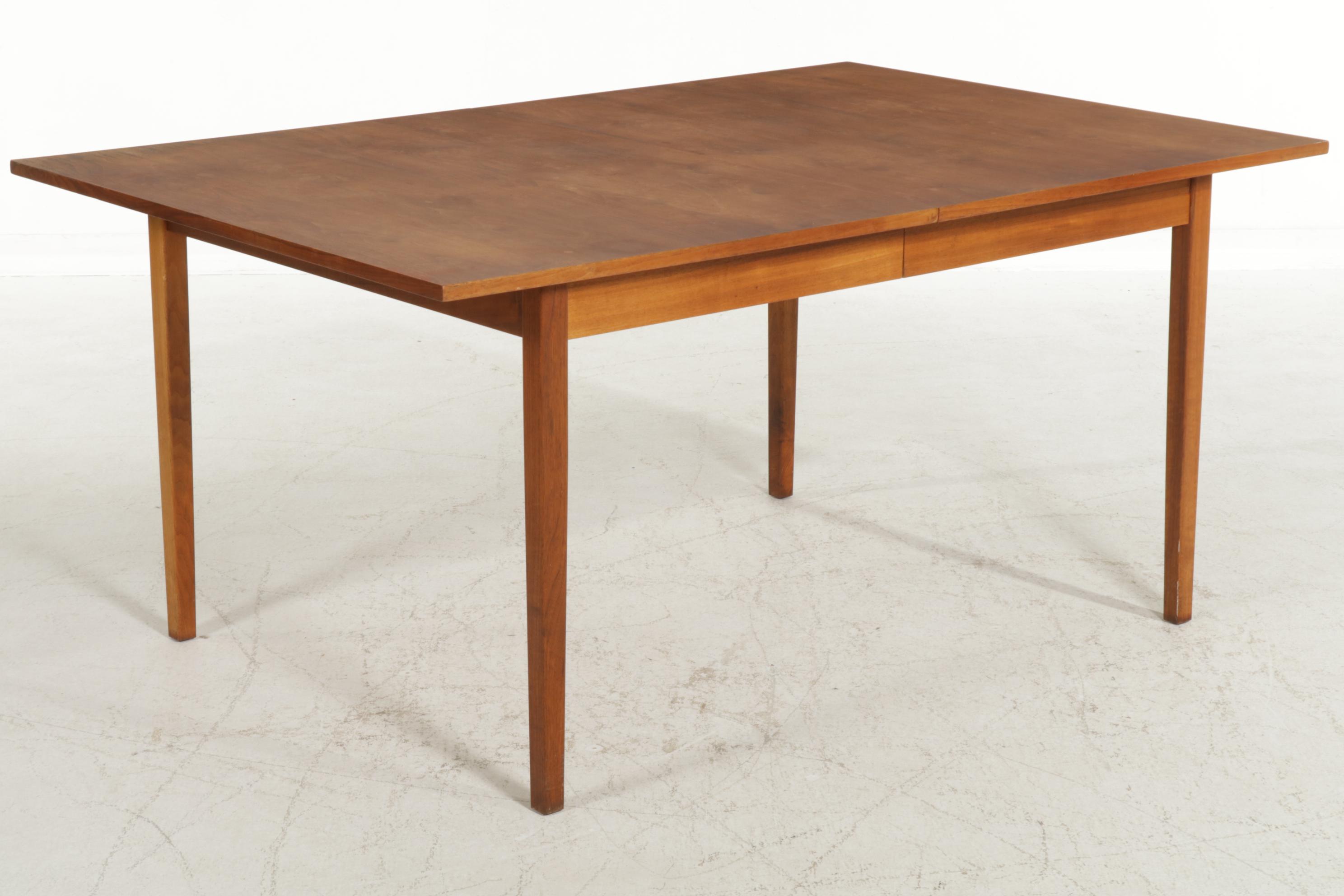 Mid Century Modern Walnut Extension Dining Table
