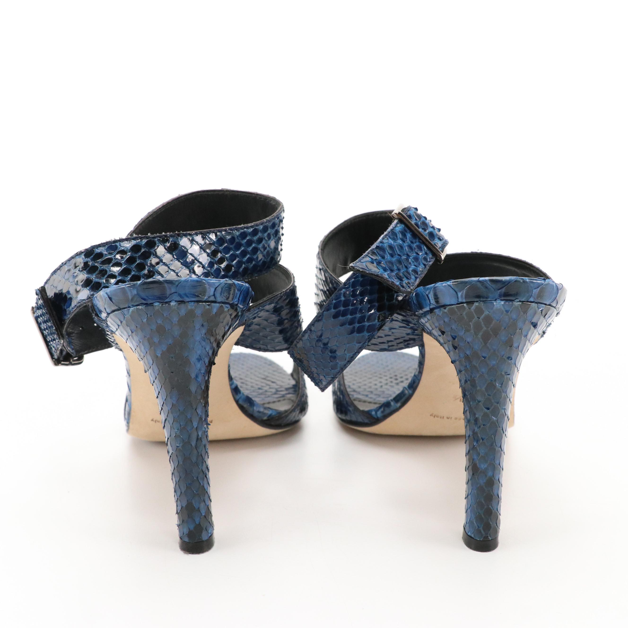 Manolo Blahnik Snakeskin Strappy Sandals