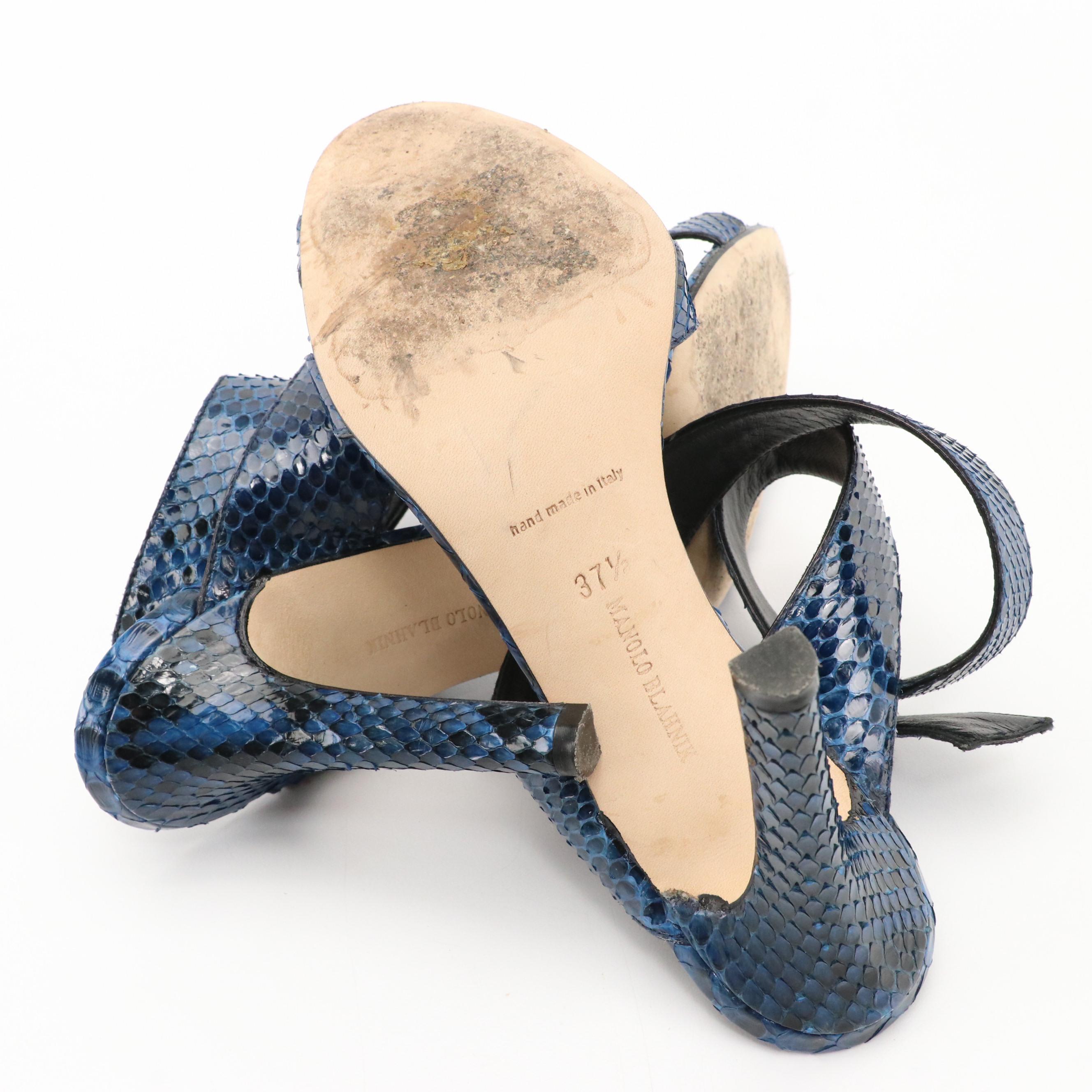 Manolo Blahnik Snakeskin Strappy Sandals