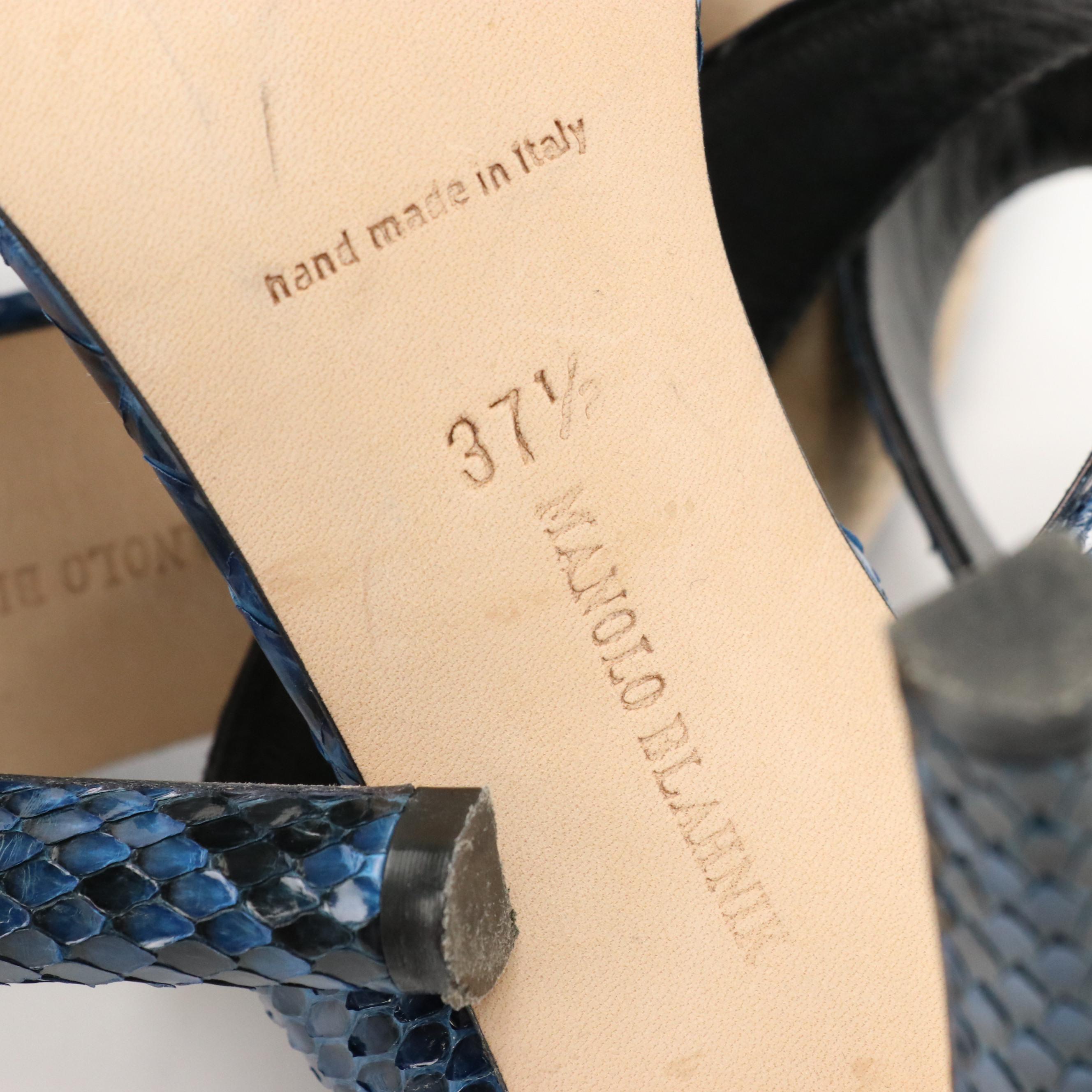 Manolo Blahnik Snakeskin Strappy Sandals