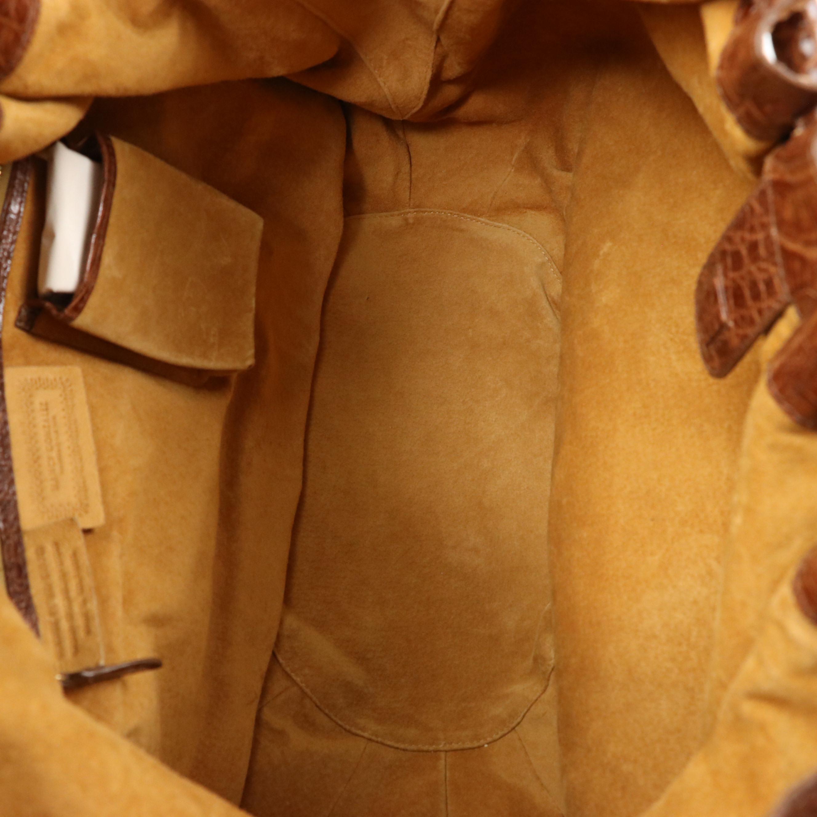 Nancy Gonzalez Python Skin/Caiman Crocodile Ring Handle Tote with Tag