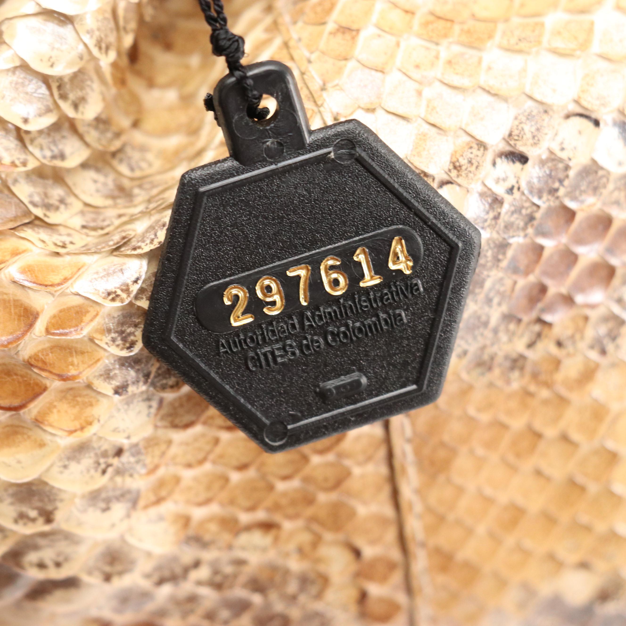 Nancy Gonzalez Python Skin/Caiman Crocodile Ring Handle Tote with Tag