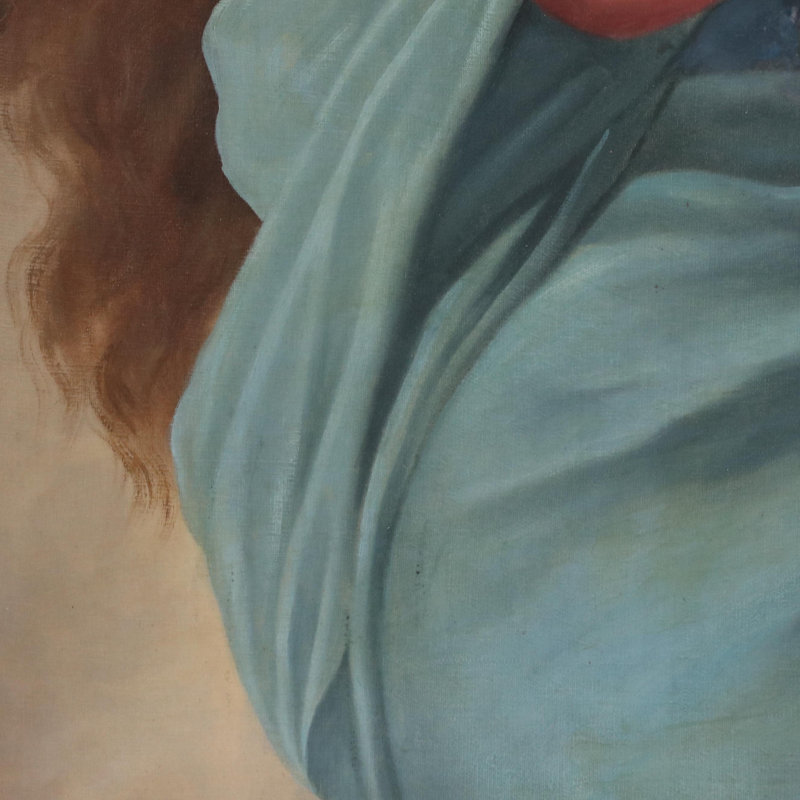 Victorian Oil Painting of Madonna and Child, Circa 1900