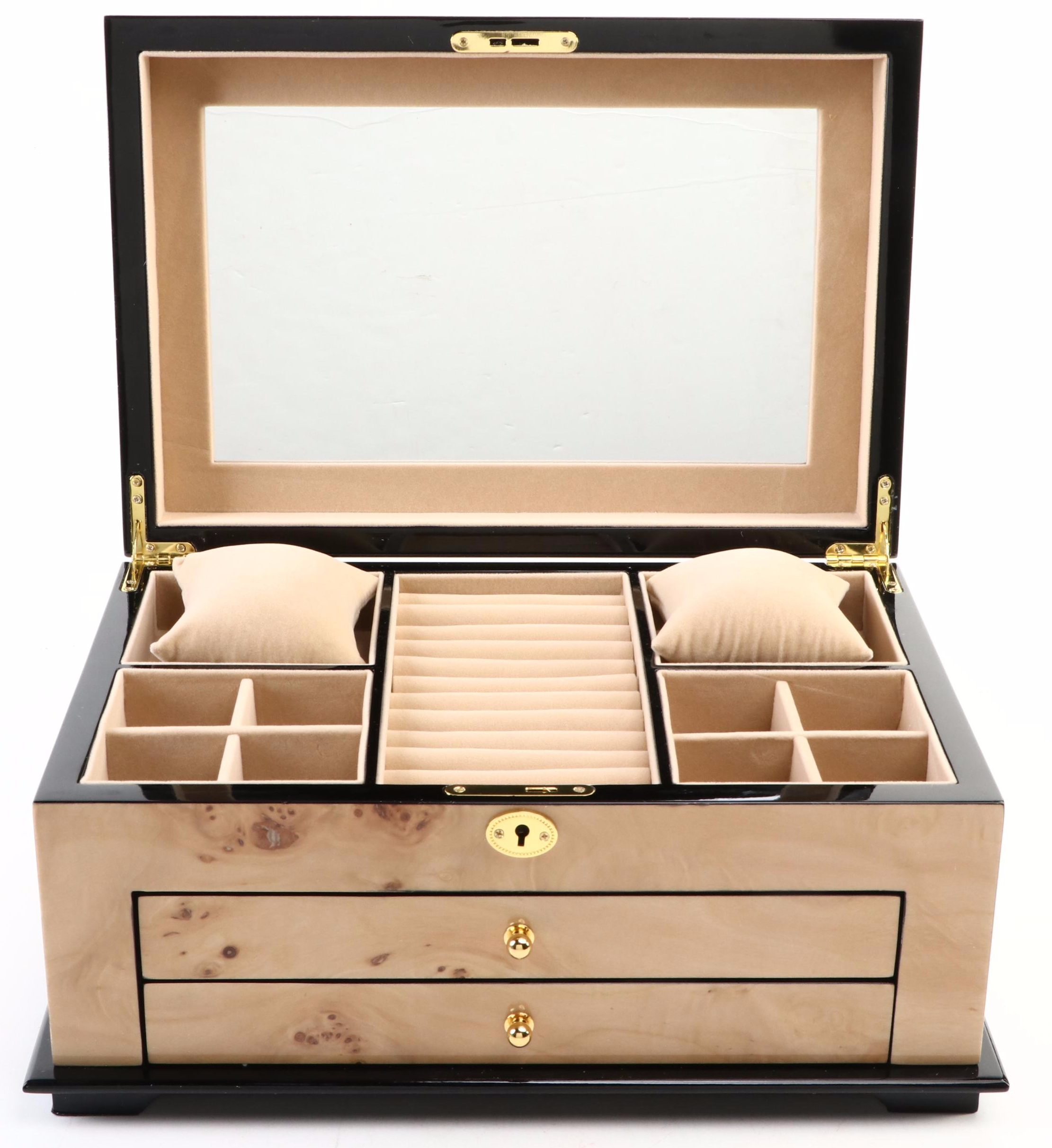 Contemporary Wooden Locking Jewelry Box