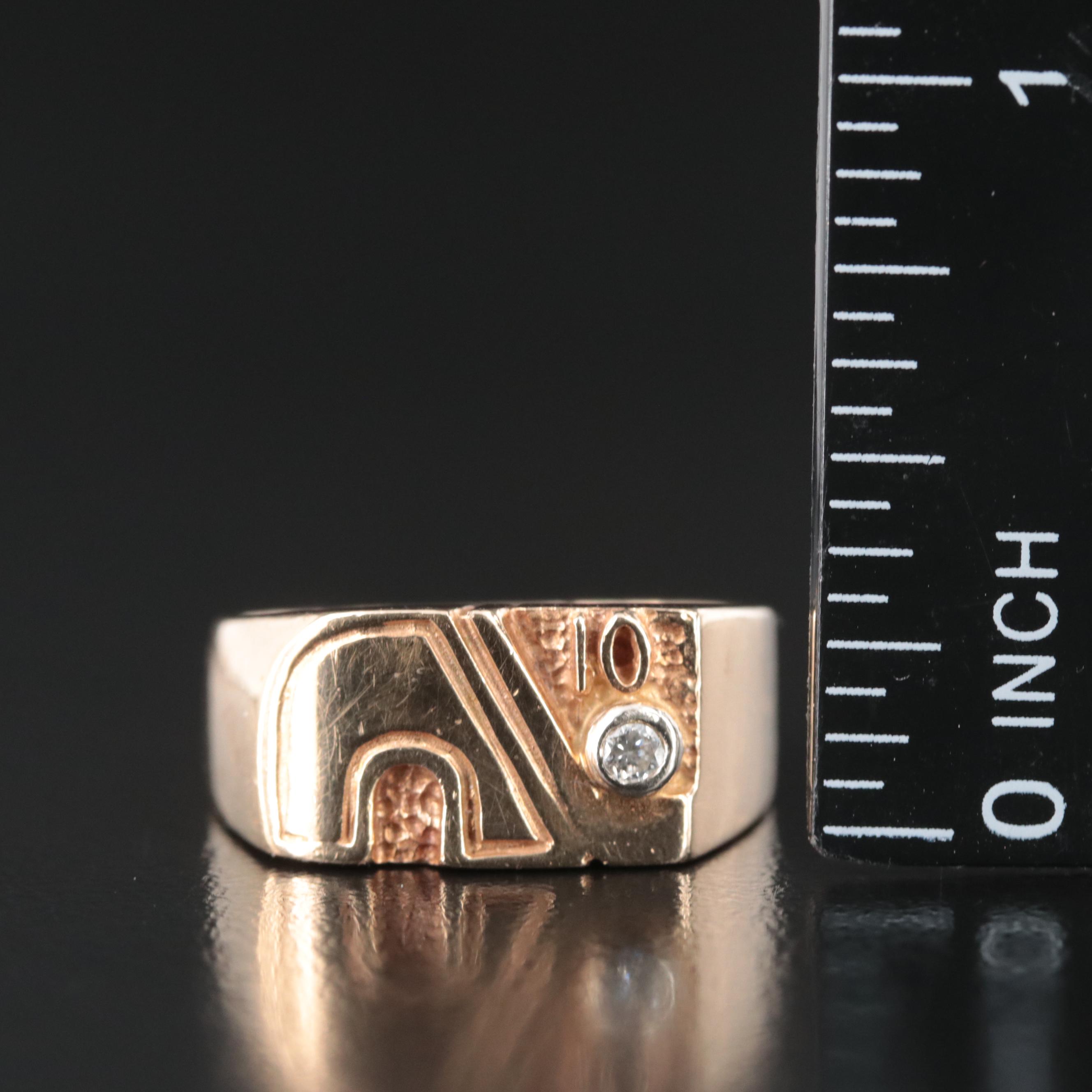 Quebec Nordiques 14K 0.04 CT Diamond "10" Signet Ring