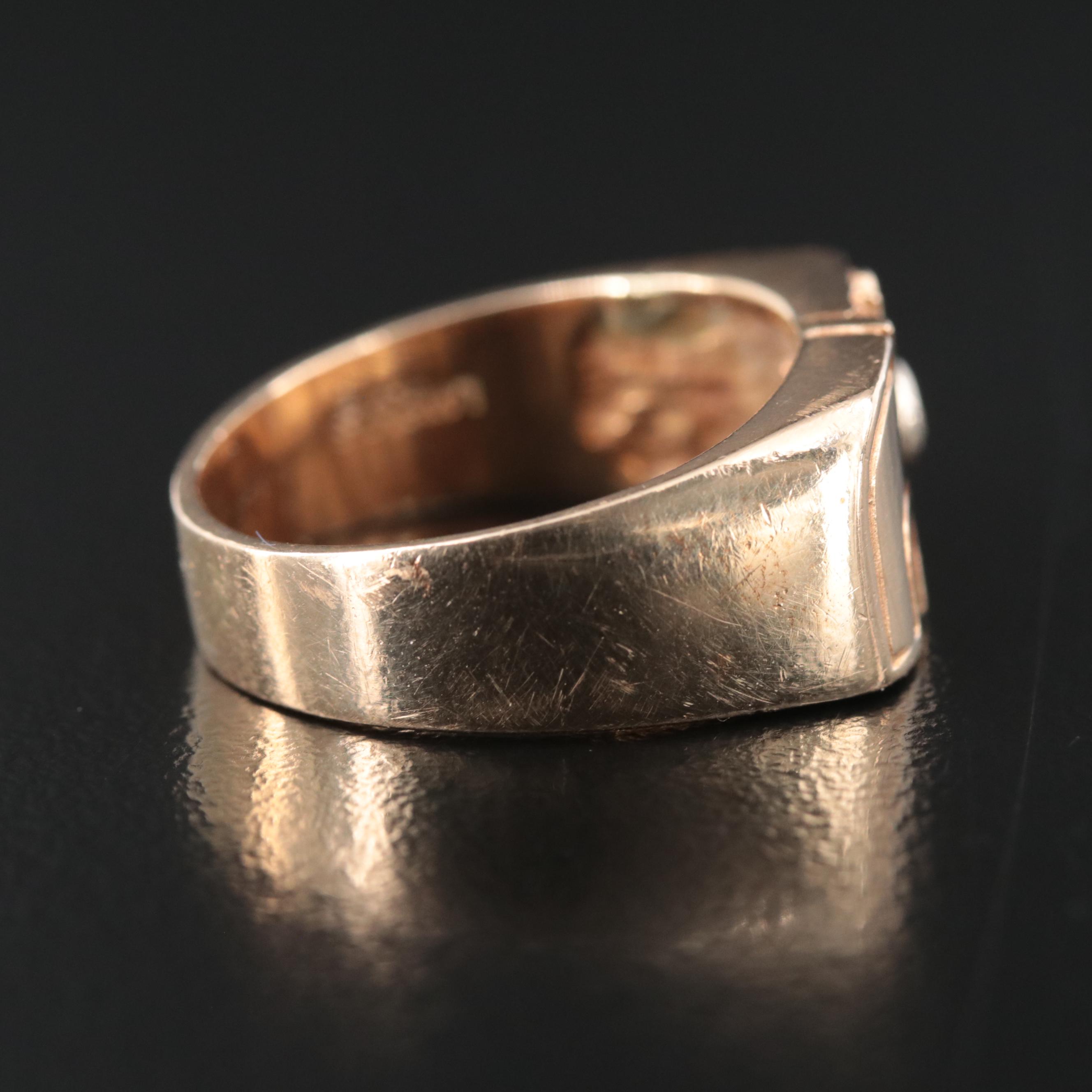 Quebec Nordiques 14K 0.04 CT Diamond "10" Signet Ring