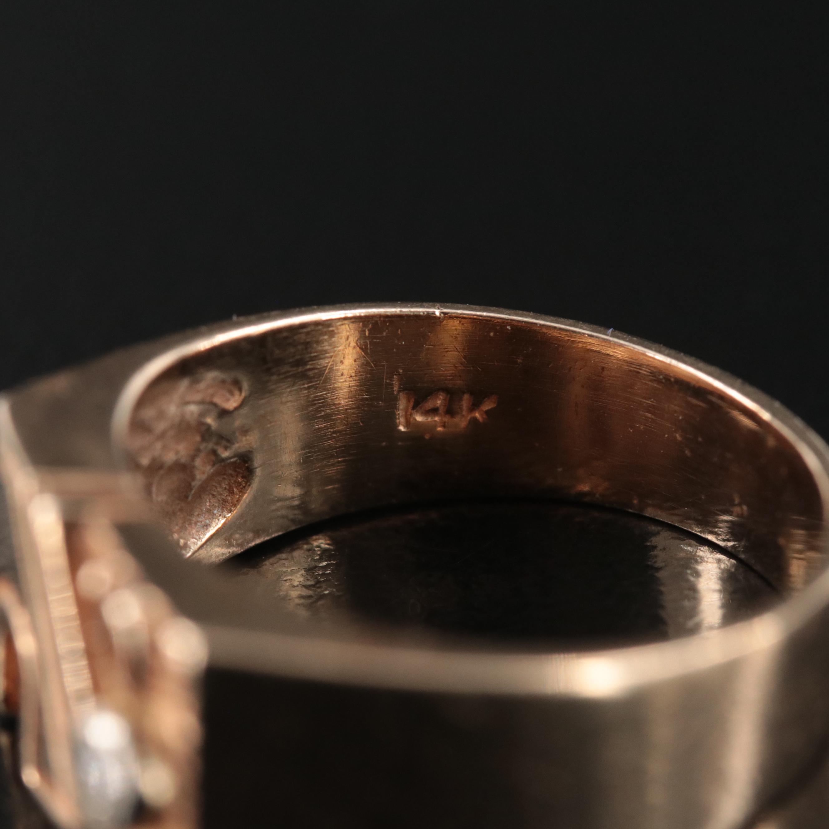 Quebec Nordiques 14K 0.04 CT Diamond "10" Signet Ring