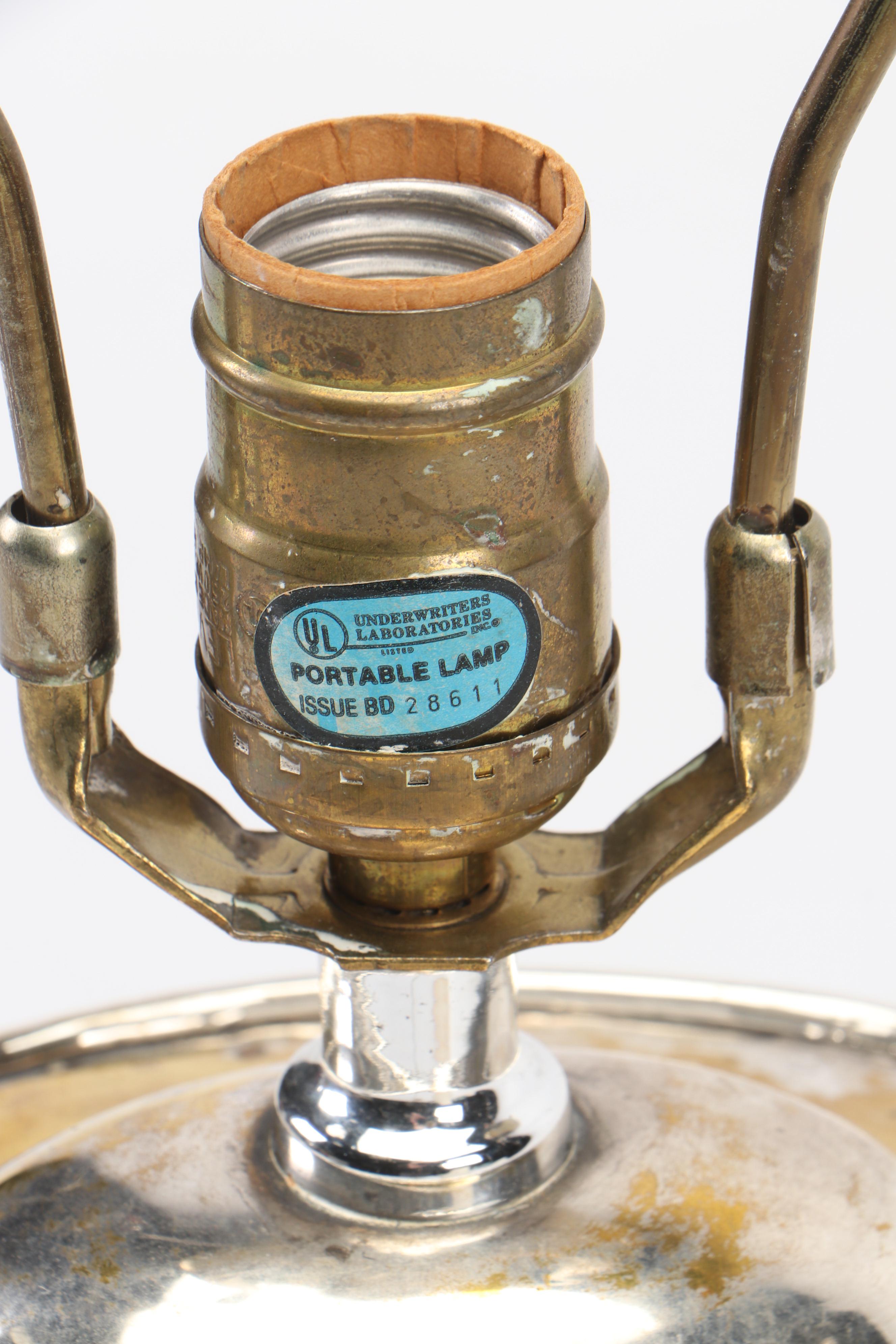 Silver Plate Lion Handled Demi Form and Beading Accent Table Lamp | EBTH