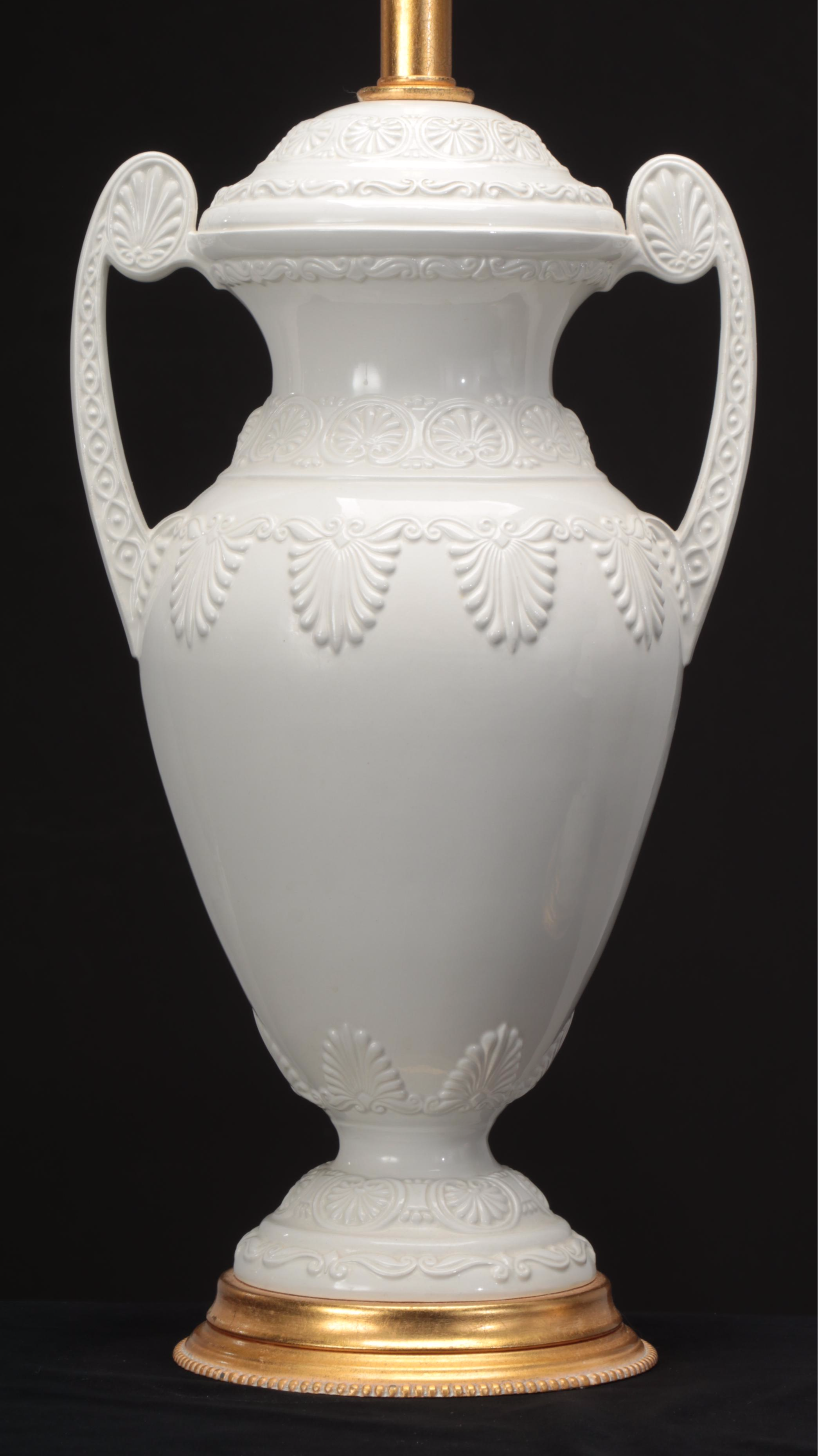 Lenox for Frederick Cooper Neoclassical Style Porcelain Table Lamps