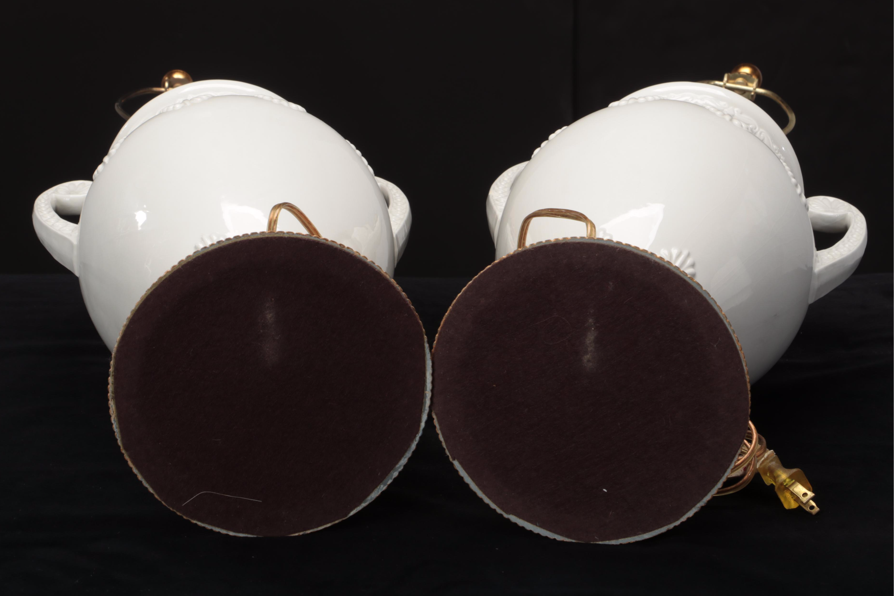 Lenox for Frederick Cooper Neoclassical Style Porcelain Table Lamps