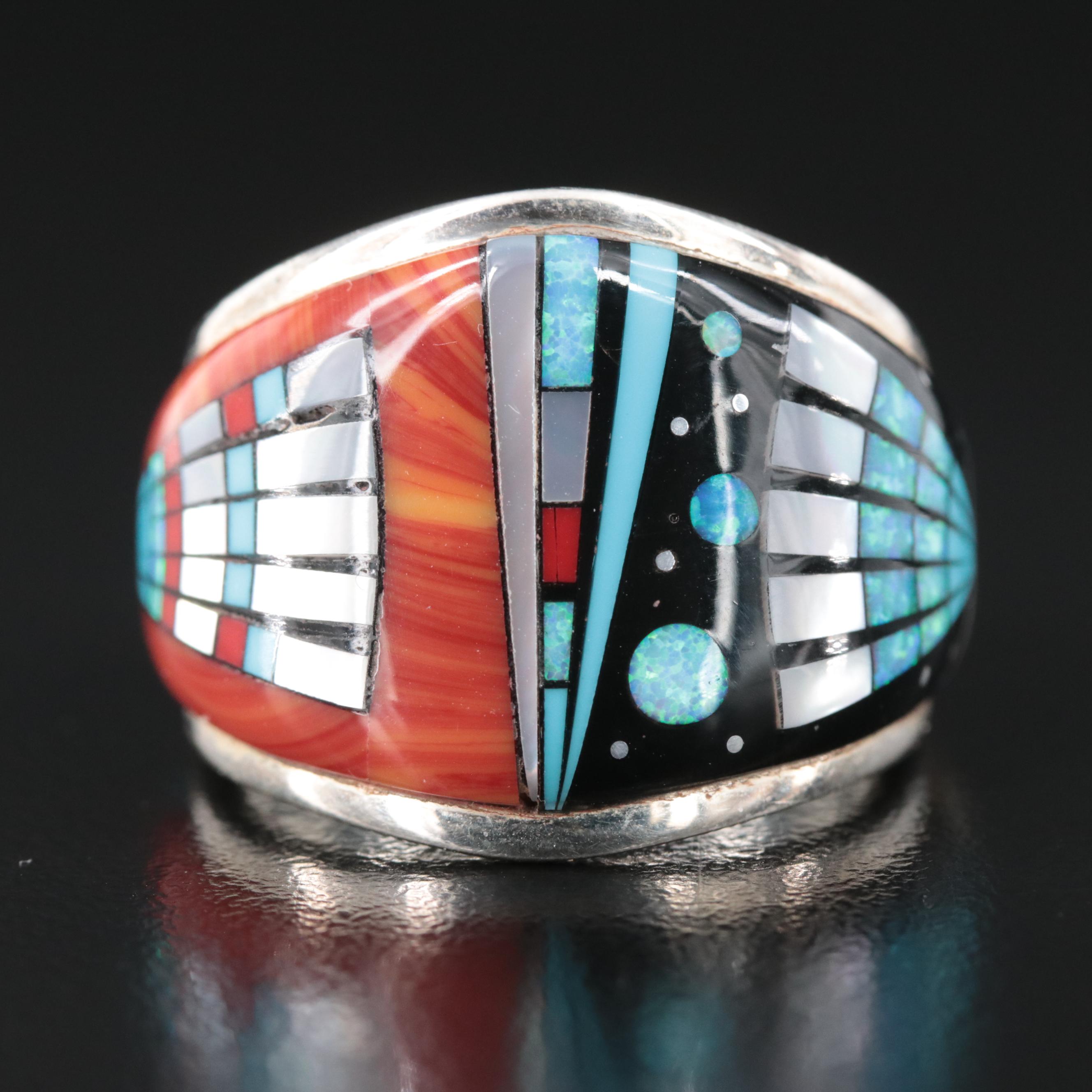Sterling Kachina Inlay Ring