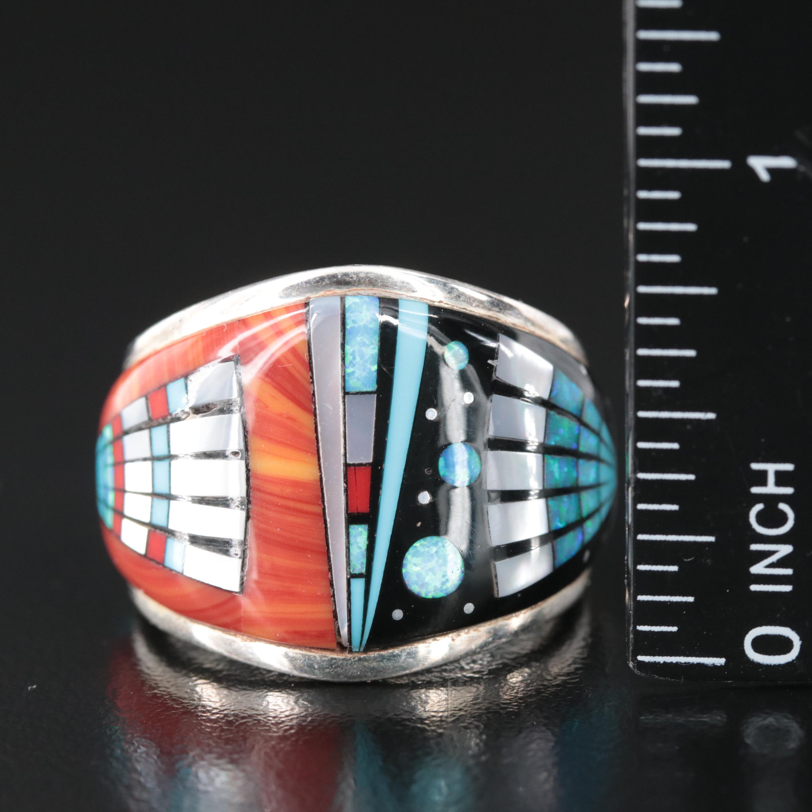 Sterling Kachina Inlay Ring