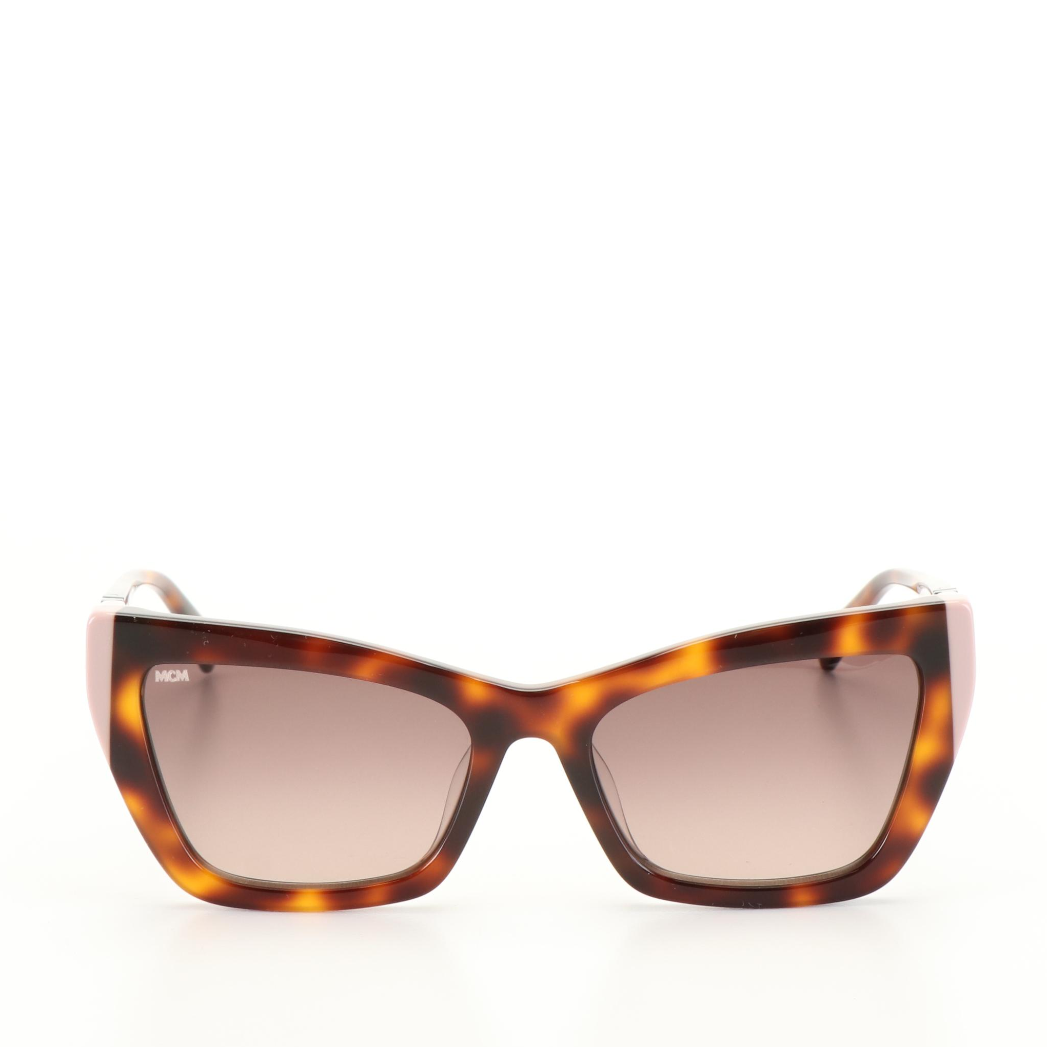 MCM Rectangular Tortoise Rose Sunglasses with Case