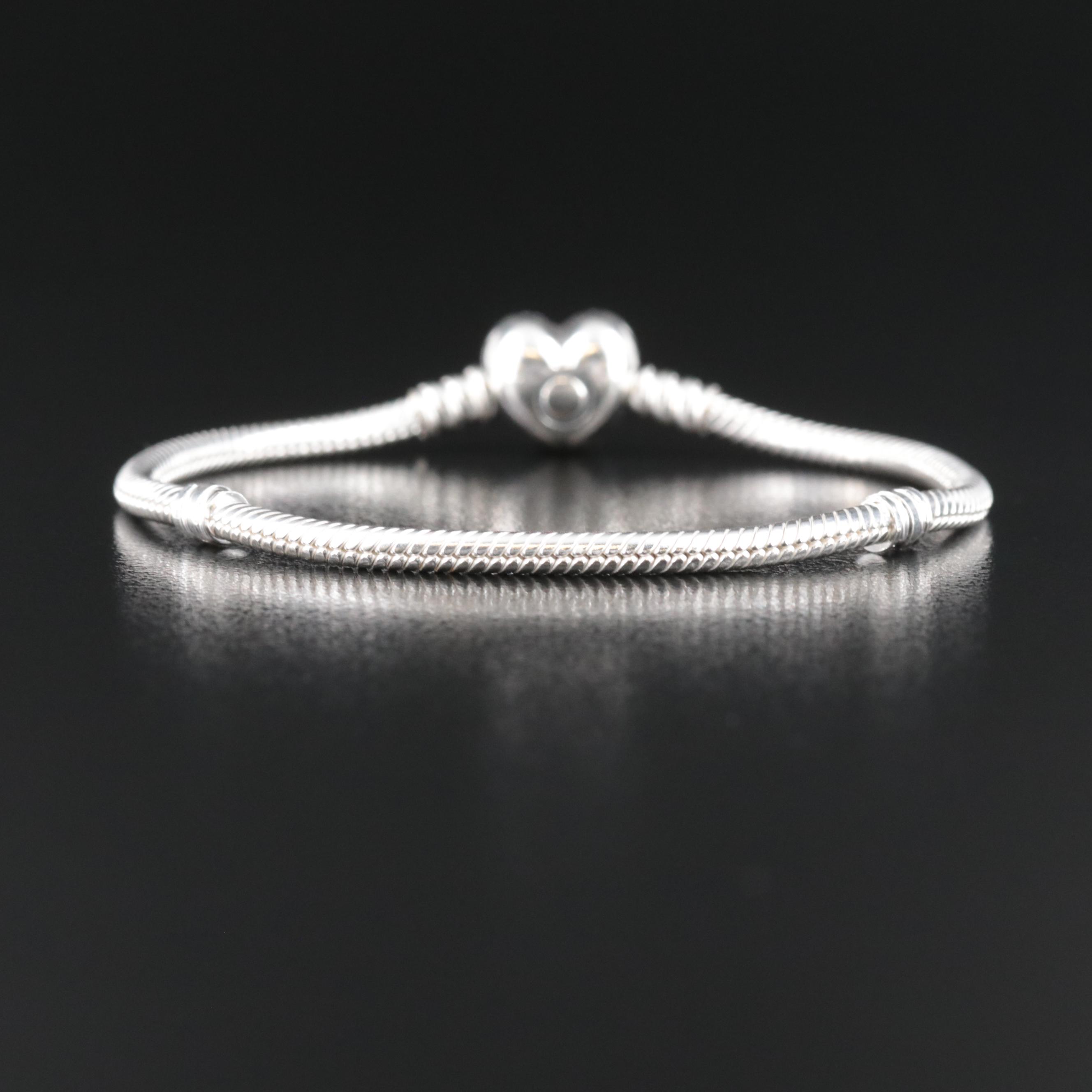 Pandora Sterling Bracelet with Heart Clasp