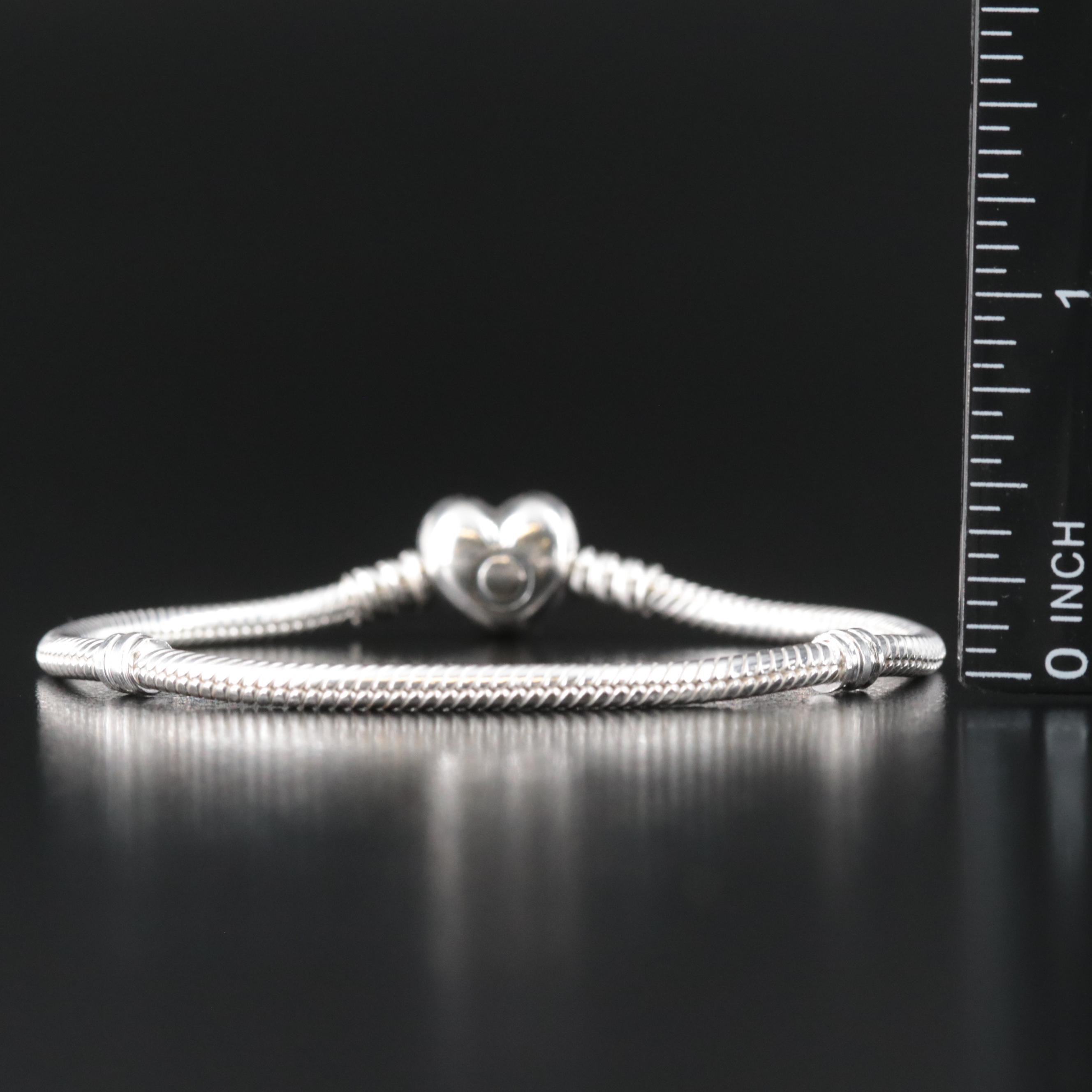 Pandora Sterling Bracelet with Heart Clasp
