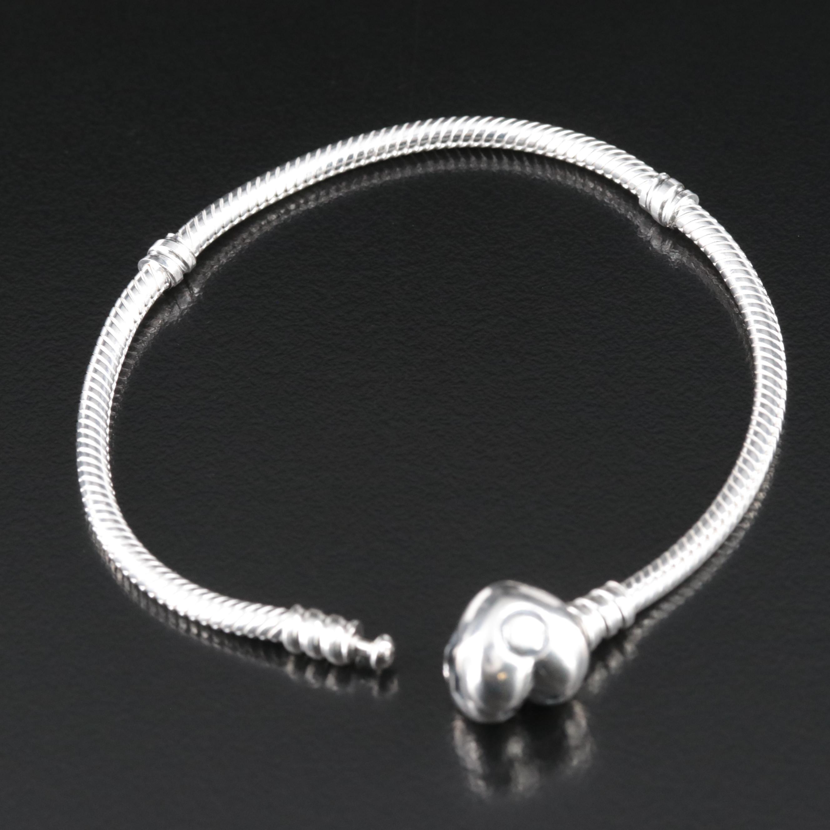 Pandora Sterling Bracelet with Heart Clasp