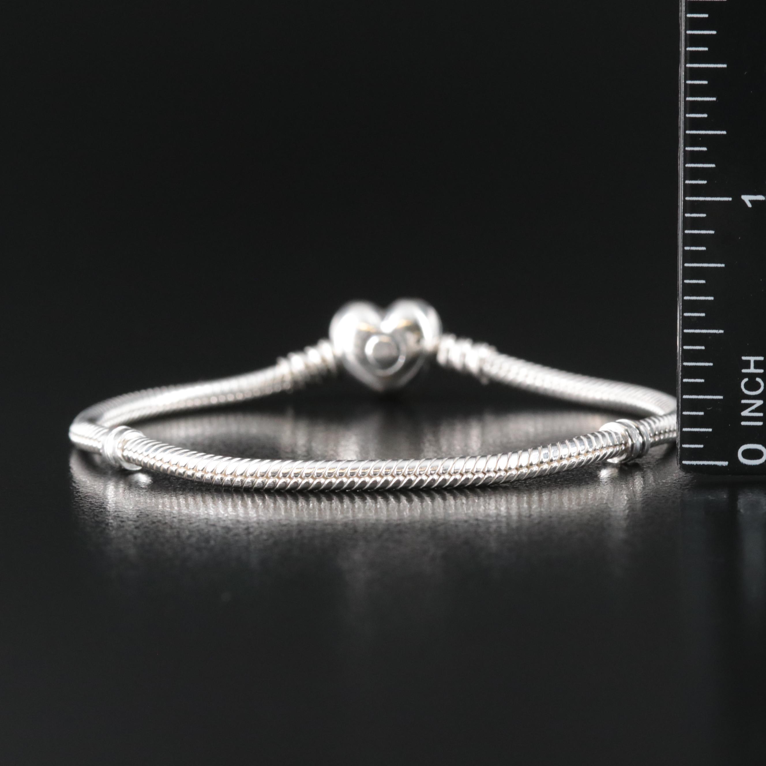 Pandora Sterling Bracelet with Heart Clasp