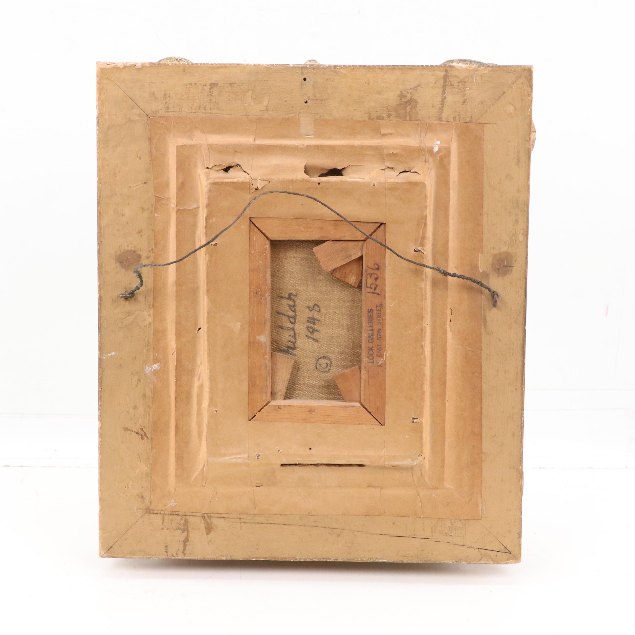 Huldah Cherry Jeffe Portrait Oil Painting of Young Woman in Flower Hat